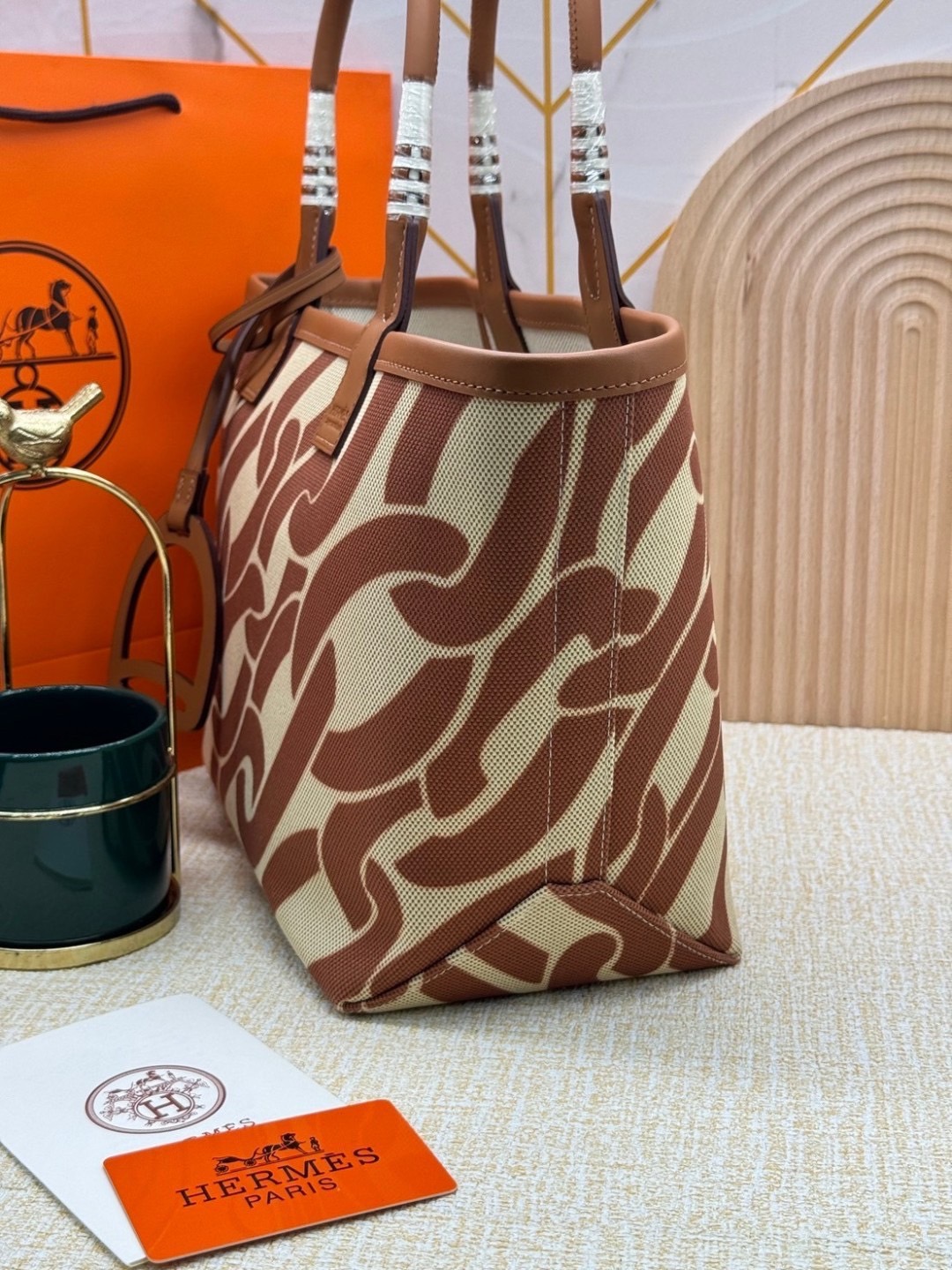 HERMES Steeple Tote Bag / H Steeple canvas tote bag 30cm กระเป๋าทรงโท้ทแคนวาสอย่างดี พิมพ์ลายคมชัด ลายใหม่สวยหรู เกรดออริ สลับแท้