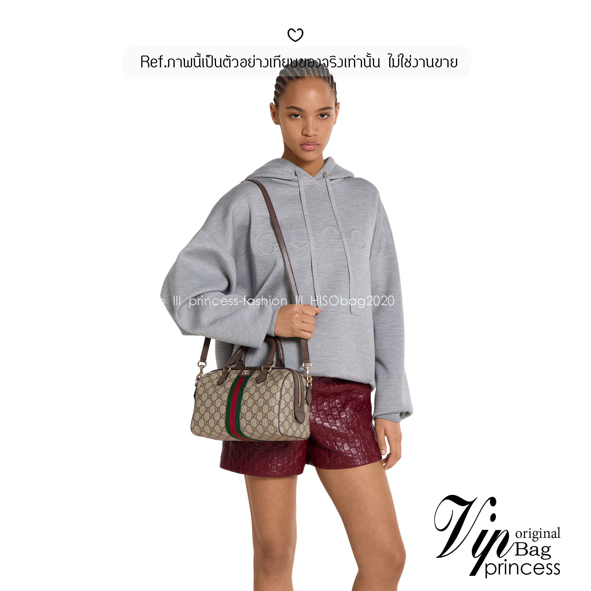 ORI หนังแท้ | Gucci Ophidia boston bag GG Monogram Double G / Gucci Keepall Bag กระเป๋าสะพายทรงหมอนบอสตัน รูปทรงใช้งานง่าย ฟังก์ชั่นการใช้งานที่ได้รับการตีความใหม่