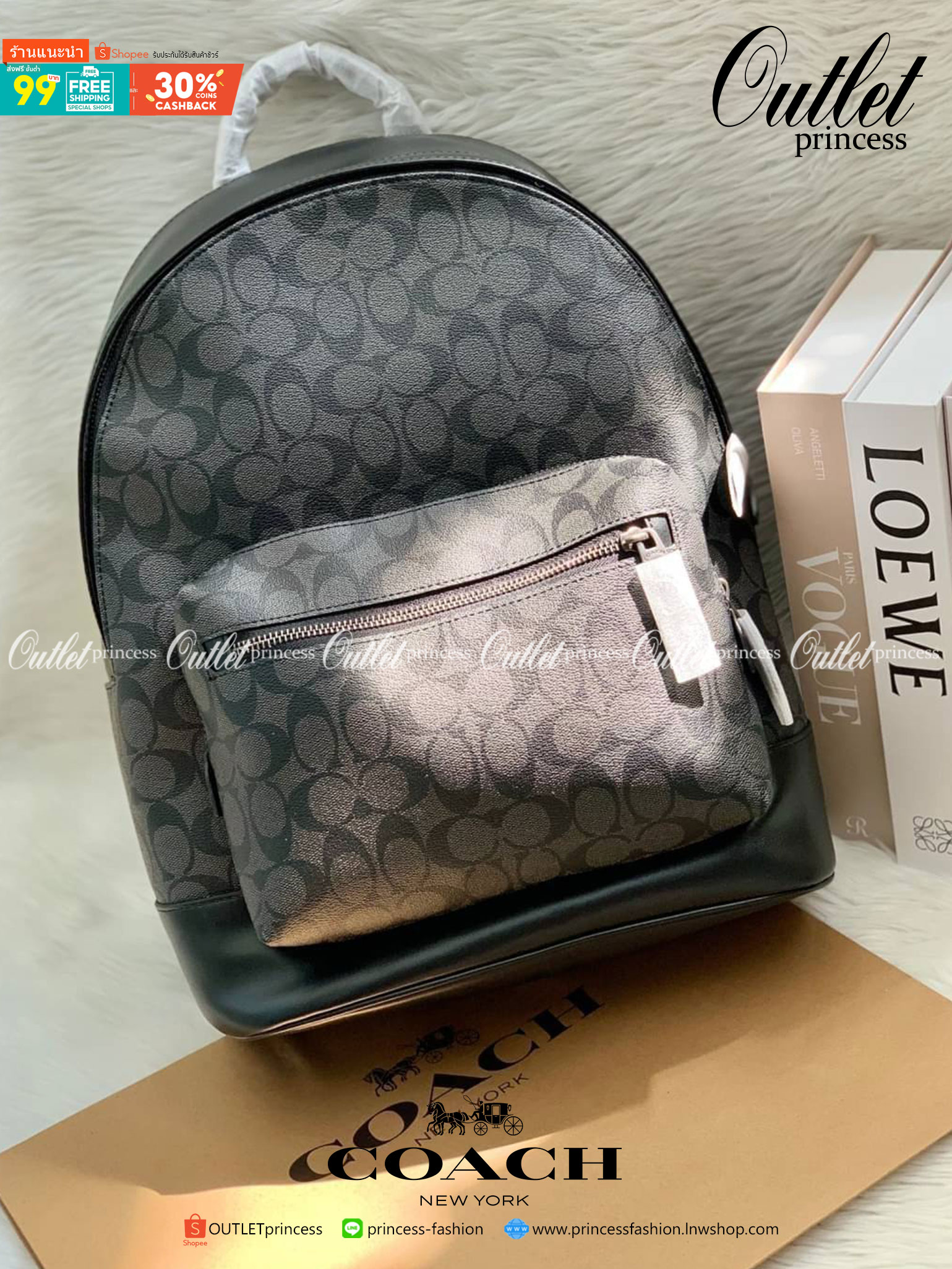 OUTLET 】New in!! 🌈ใบใหญ่ คุ้มค่าทีเดียวค่ะ🌈 COACH WEST BACKPACK IN SIGNATURE((2736)) พร้อมส่งที่ไทย สินค้าเข้าใหม่ค่ะ!! กระเป๋าสะพายหลัง มีหูหิ้ว หนังแท้นิ่ม ใบใหญ่ใส่จุมากกค่า! มีช่องซิปตอนหน้า2ช่อง; ช่องหลัก2ช่องใหญ่ โล่งลึก จุของได้มากท