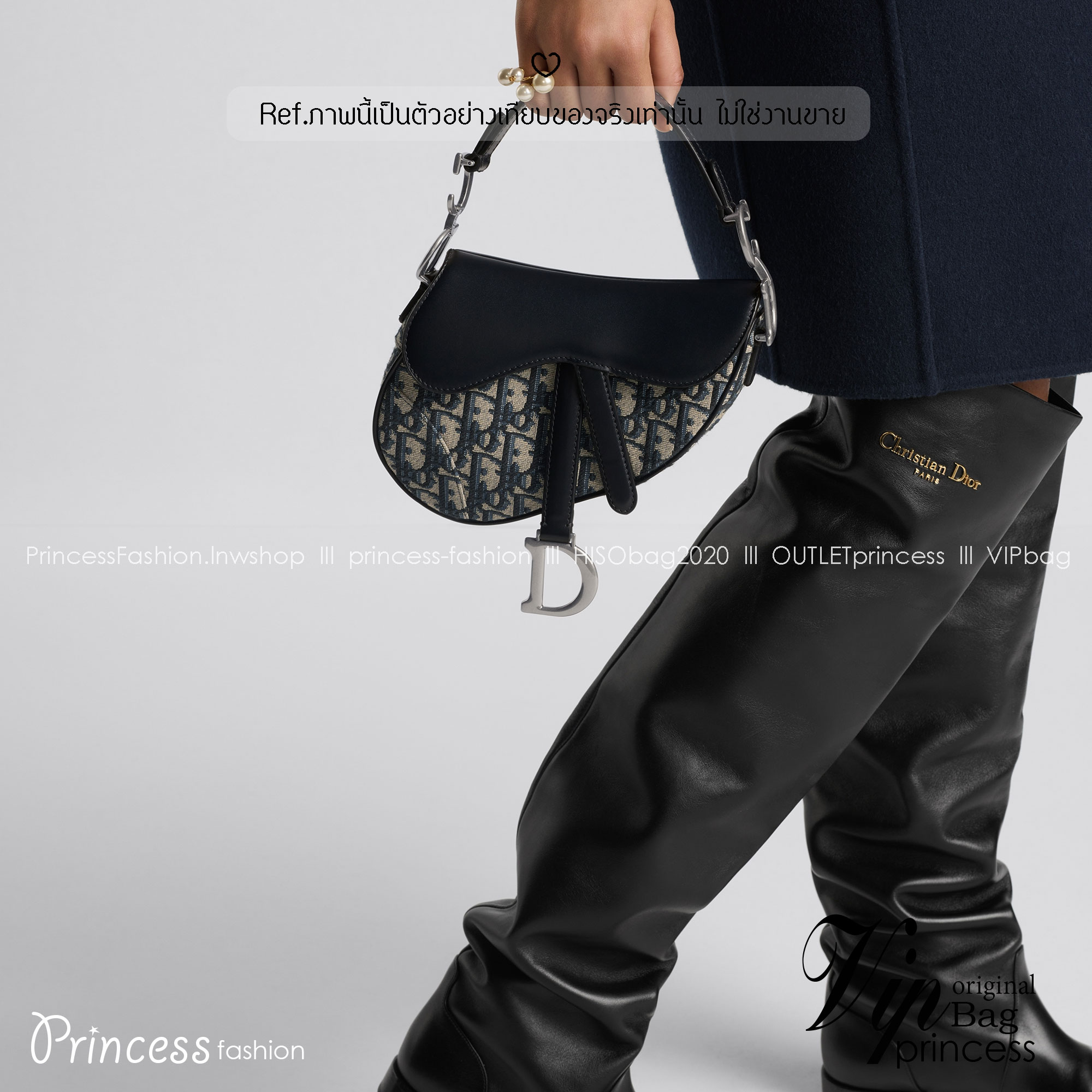 DIOR Saddle bag with shoulder strap Dior Oblique jacquard fabric and smooth Leather กระเป๋าสะพายทรงอานม้า กระเป่าที่มีเอกลักษณ์สวยงามเหนือกาลเวลา รุ่นใหม่ฝาพับแบบหนัง ทรงสวยไม่ซ้ำใคร