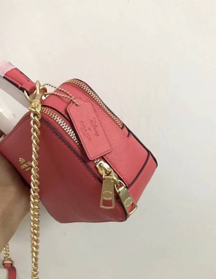 ของแท้ 💯% Coach women's diagonal box bag, double zipper capacity, with handles can be cross-body
