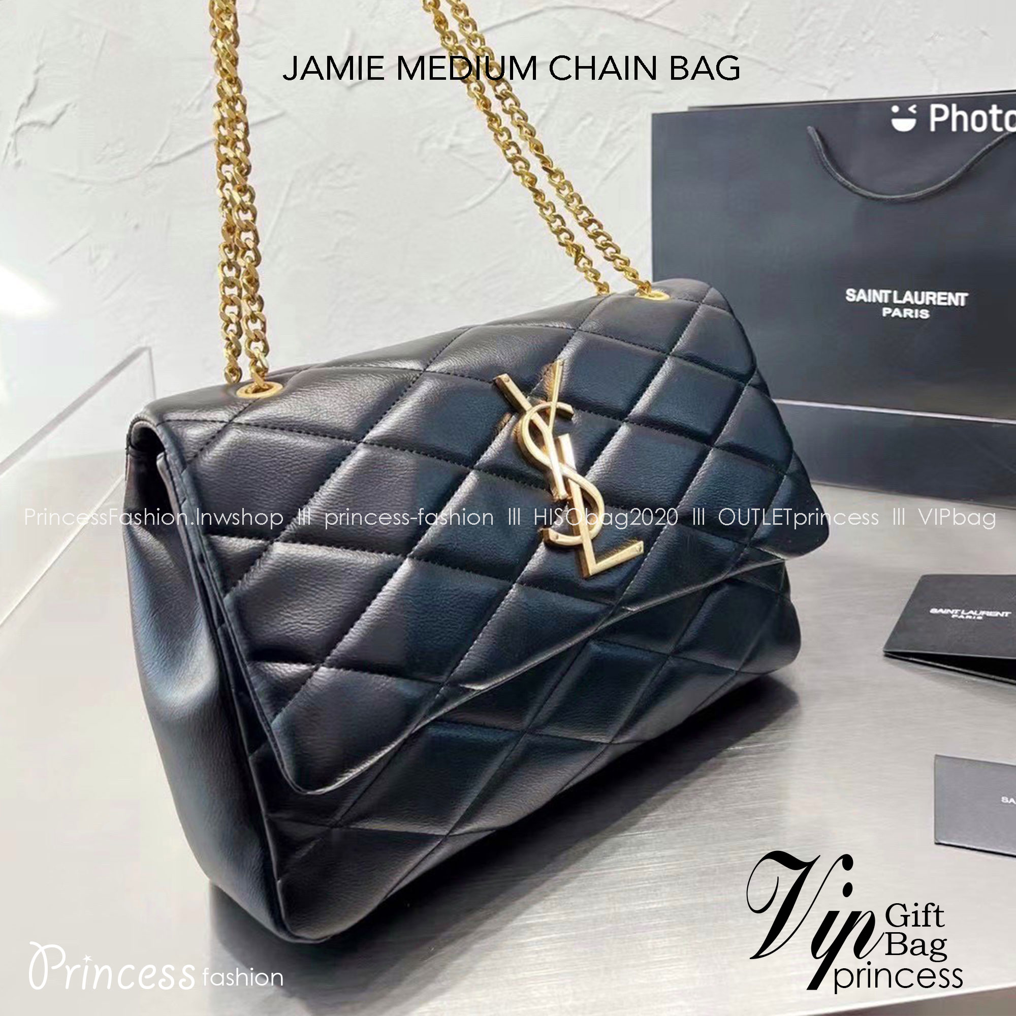 YSL JAMIE MEDIUM CHAIN BAG กระเป๋าสะพาย งานหนังสวยสมการรอคอยใครเล็งใบนี้มาแล้วน้า มาพร้อมสายโซ่สีทองเพิ่มความหรูขับผิว