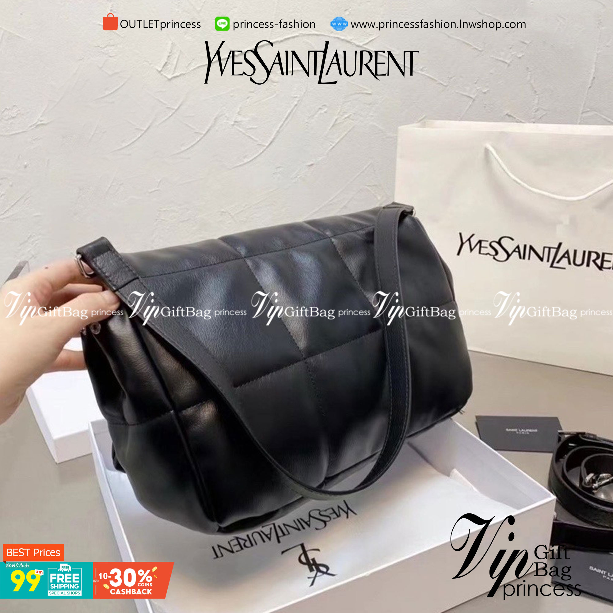VIP 】YSL Saint Laurent Shoulder Bag กระเป๋าสะพาย เปิดหน้าอะไหล่เงิน ด้านในโล่งกว้าง จุของได้เยอะพอควร สินค้ามาใหม่ เป็นอีกหนึ่งใบที่ร้านแนะนำค่ะ ..!!