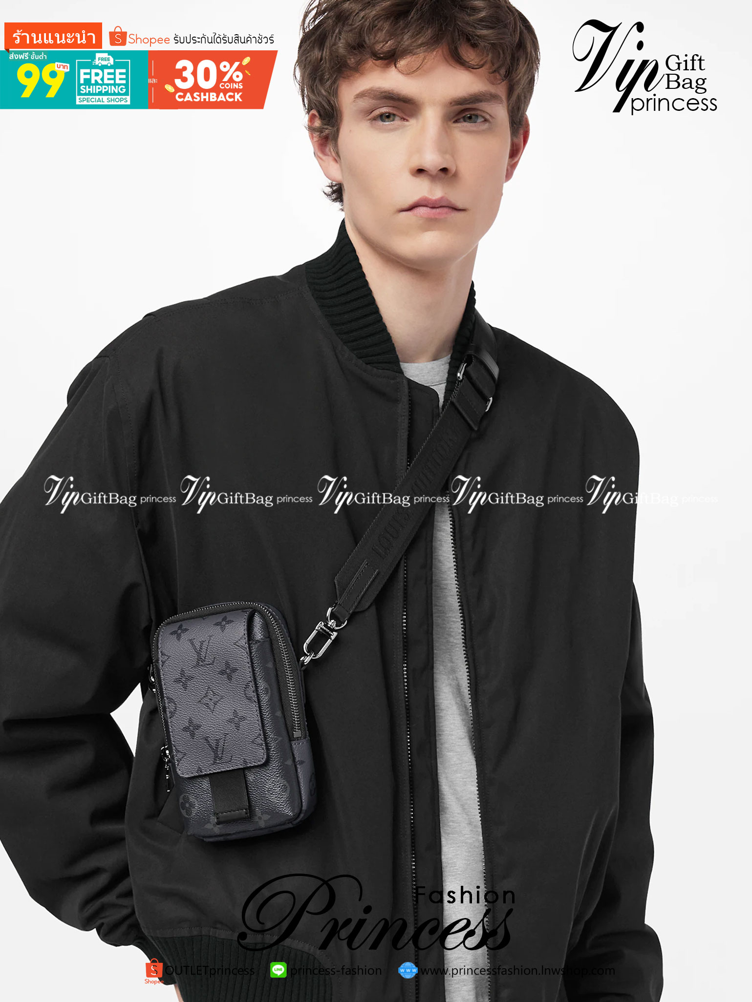 LV Double Phone Pouch NM / LV Phone bag Monogram Eclipse Reverse coated canvas เกรดออริจินอล ใช้ได้ทั้งผู้หญิงผู้ชาย พร้อมส่งที่ไทย ภาพสินค้าถ่ายจากงานขายจริง ใช้งานต่างประเทศได้