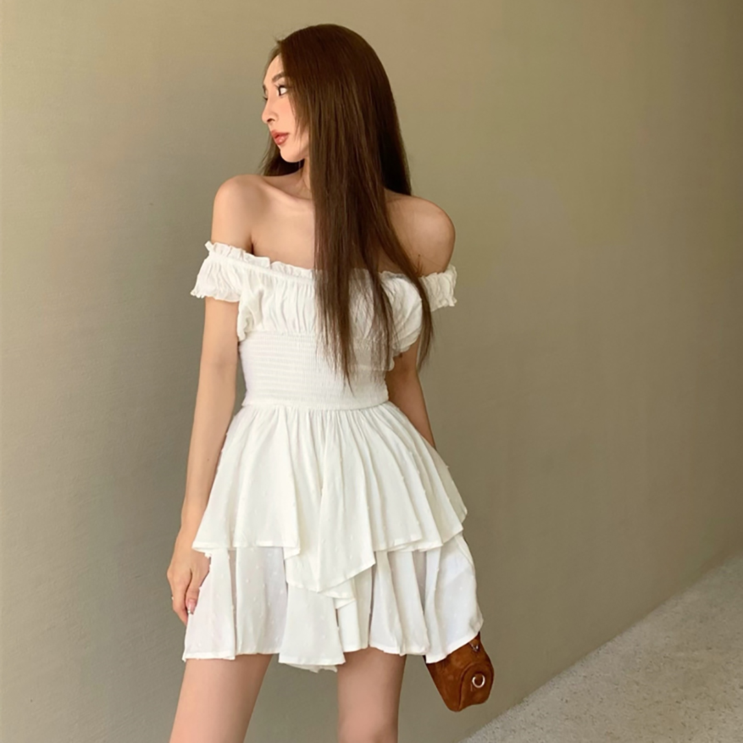 พร้อมส่ง ☁️ Bonny dress เดรสสายเดี่ยวแต่งระบายทรงสวยน่ารักมาก (IN38660)