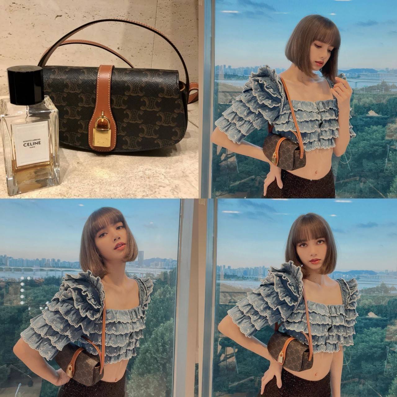 CELINE MINI CROSSBODY BAG VIP GIFT WITH PURCHASE (GWP) กระเป๋าพรีเมี่ยมกิ๊ฟ Limited Edition จาก CELINE PARFUME DUTYFREE COUNTER วัสดุ TRIOMPHE CANVAS ดีไซน์สุดคลาสสิคเปิดปิดด้วยฝาปิดแม่เหล็ก ด้านหน้าตกแต่งด้วยแม่กุญเเจแบรนด์สามารถใช้งานจริงได้ ภายในโล่งมี