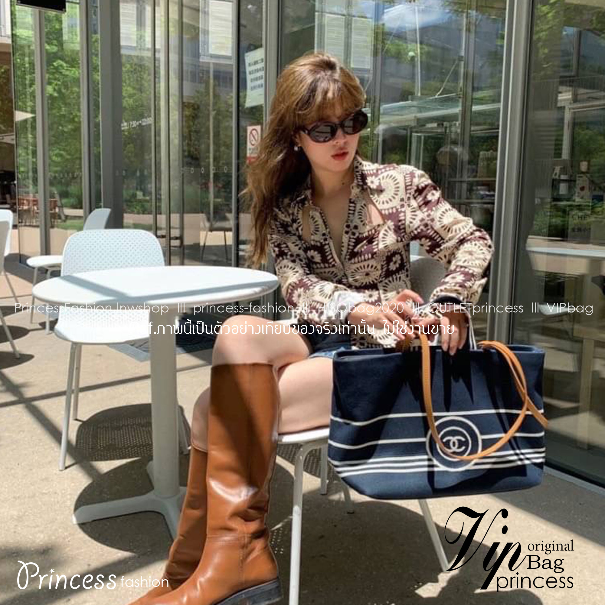 CHANEL Denim 2way Tote Bag / Chanel COCO Mark 2way Shoulder Tote Bag / Chanel shopping tote กระเป๋าทรงโท้ทช็อปปิ้ง จุของได้เยอะงานเกรดออริจินอล 1:1 สลับแท้