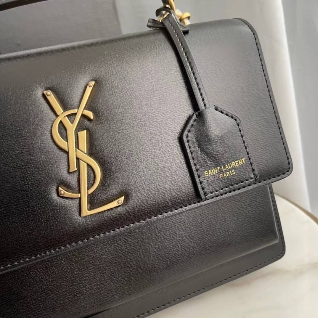 หนังแท้ YSL SAINT LAURENT SUNSET MEDIUM IN SMOOTH LEATHER SHOULDER BAG - BLACK