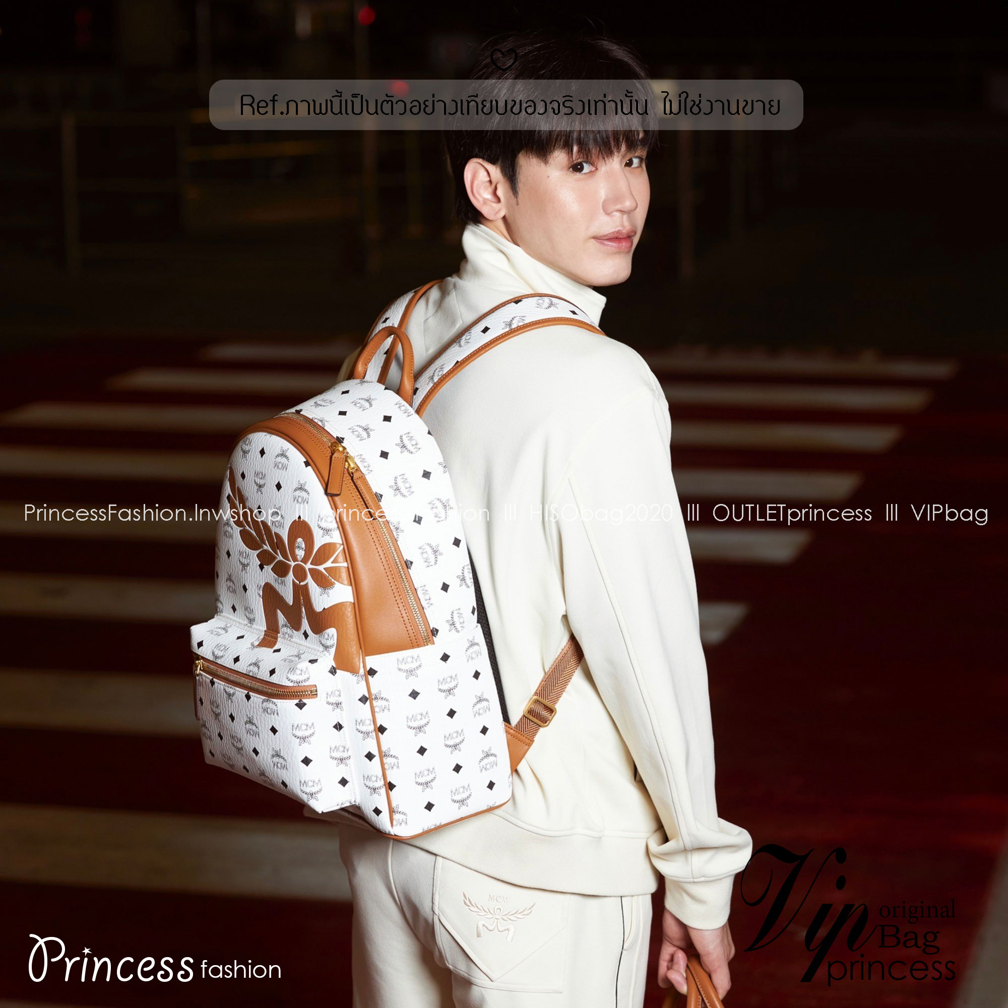 ORI | M.C.M Stark Visetos Canvas Backpack White กระเป๋าเป้คอลใหม่ ดีไซน์โลโก้ด้านหน้าสวยหรูโดดเด่น Best seller Unisex ของงานเป้จริงๆ ใช้ได้ทั้งหนุ่มๆและสาวๆ
