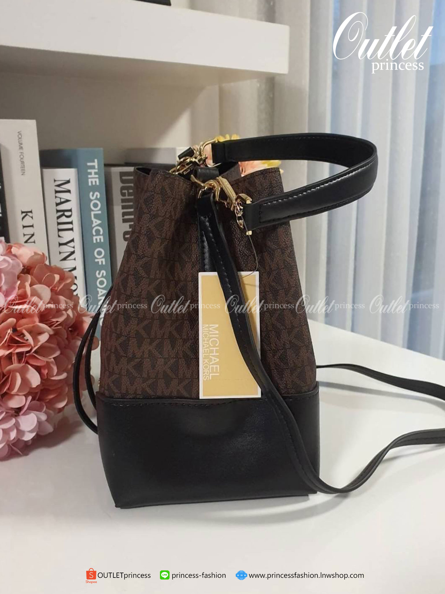 ของแท้ 100% MICHAEL KORS GENIE LEATHER BUCKET BAG