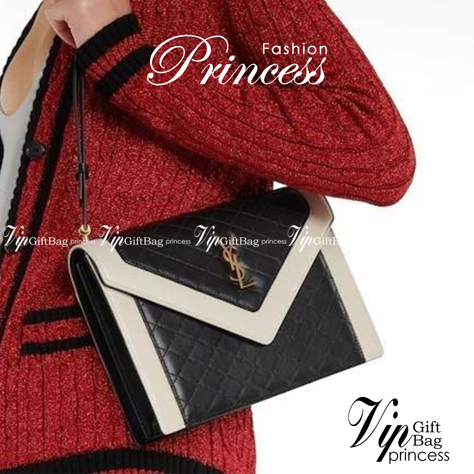 VIP SAINT LAURENT GABY SATCHEL BLACK / YSL GABY กระเป๋าสะพายดีไซน์เกร๋ รูปทรงแบบซองจดหมาย หนังลายตาราง น้องใหม่จากSaint Laurent Gaby Satchel วัสุดหนังลูกแกะแบบควิลท์ (หนังแกะสังเคราะห์) งานสไตล์วินเทจ แต่งขอบสีขาวตัดกับสีดำ ด้านหลังมีช่องสำหรับใส่ของได้ โ