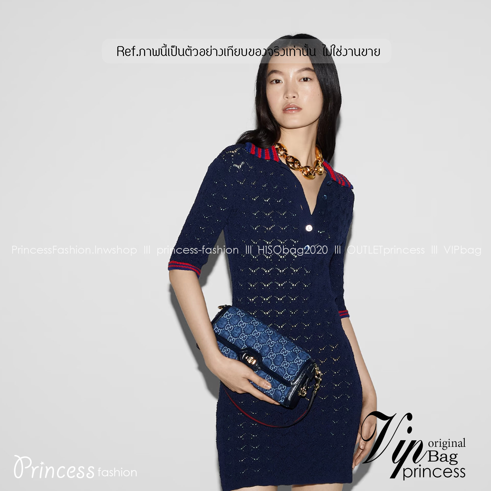 GUCCI LUCE SMALL SHOULDER BAG Blue GG denim leather trim กระเป๋าสะพายไหล่เดนิม เกรดออริ ท็อป สลับแท้ 1:1 เกรดดีสุด ใช้งานต่างประเทศได้