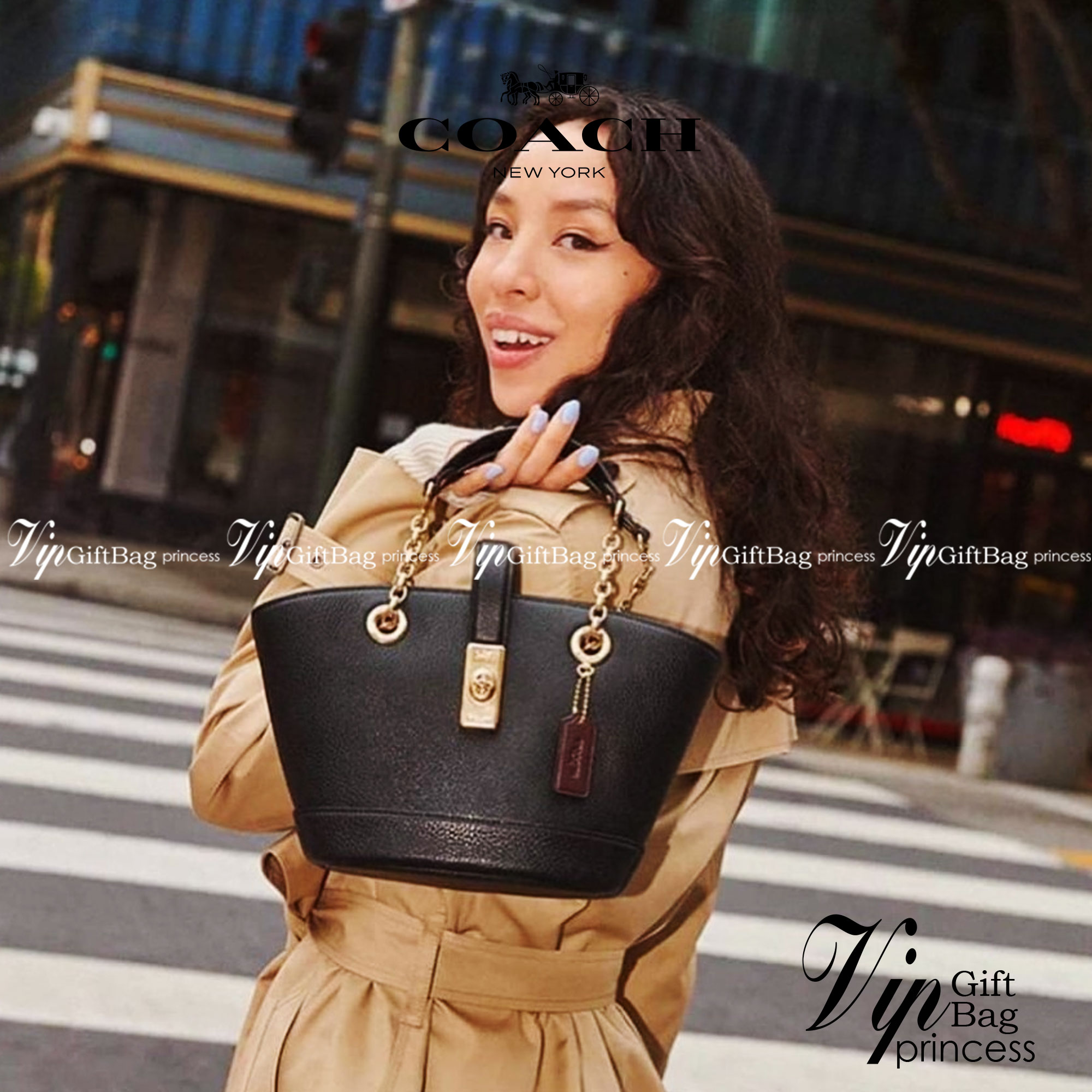 COACH Lane Bucket Bag In Signature Canvas C8597 C8399 พร้อมส่งที่ไทย