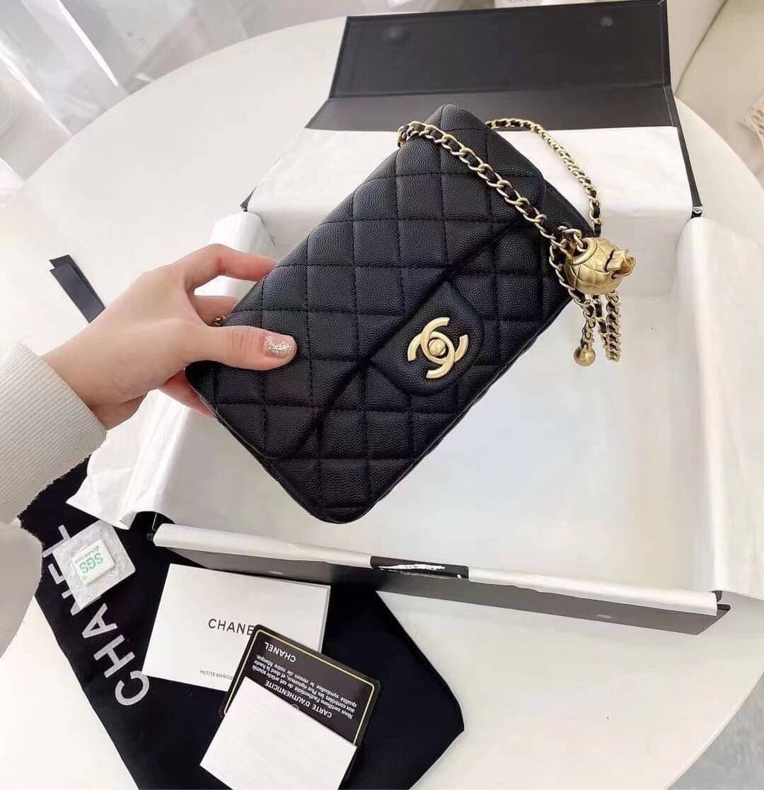 CHANEL MINI FLAP BAG CAVIAR Leather GOLD tone hardware พร้อมส่ง 5 สี