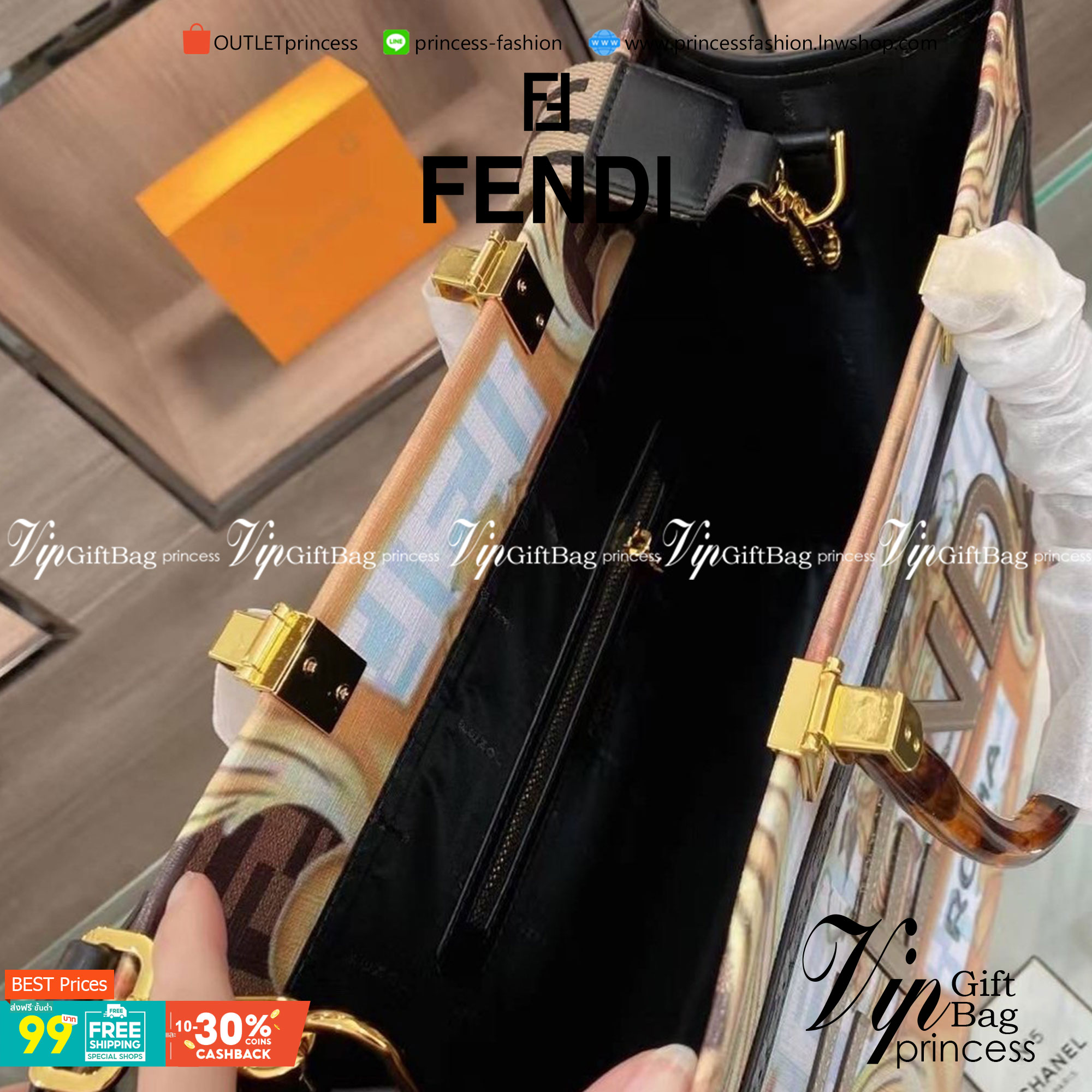VIP 】FENDI Vintage Shopping bag กระเป๋าสะพายทรง shopping ลายกราฟฟิกวินเทจมาใหม่ ทรงนี้คือทรงสุดฮิตใช้งานง่ายใส่ของได้เยอะช่องใหญ่ งานจริงสวยมาก สวยหรูดูแพง พร้อมส่งที่นี่ ที่เดียวเลยค่า