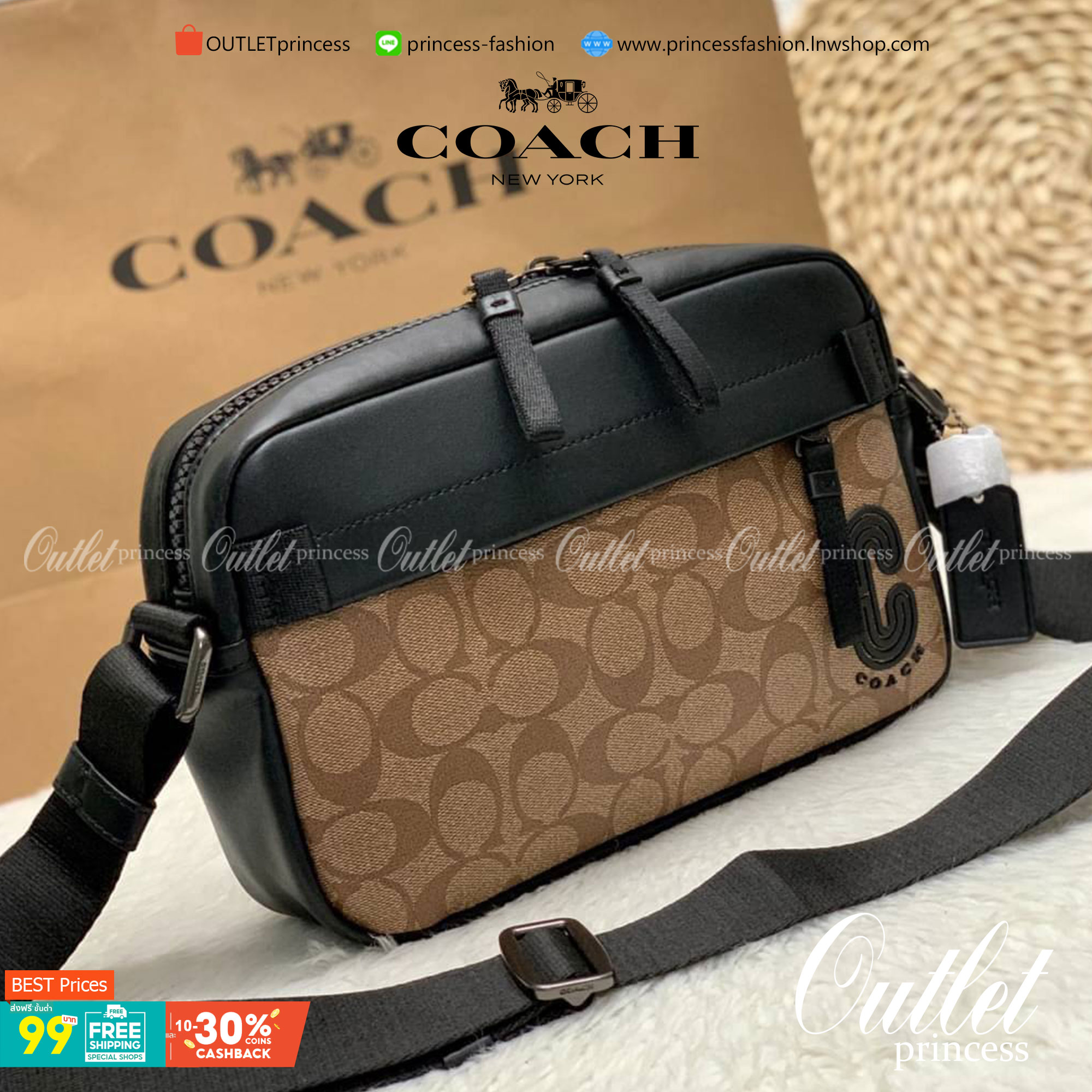 COACH EDGE CROSSBODY IN SIGNATURE CANVAS กระเป๋าสะพายครอสบอดี้ร์ วัสดุหนังแท้ หนังนิ่มอย่างดีค่ะ ด้านหน้ามีช่องซิปซ่อนให้หนึ่งช่อง เปิดปิดช่องหลักแบบซิปคู่ภายในกว้าง ใส่ของได้จุเลยนะคะ มีช่องซิปและช่องเล็กให้อีก2ช่อง;ด้านหลังกระเป๋าเป็นช่องโล่งใส่ของอีกช่