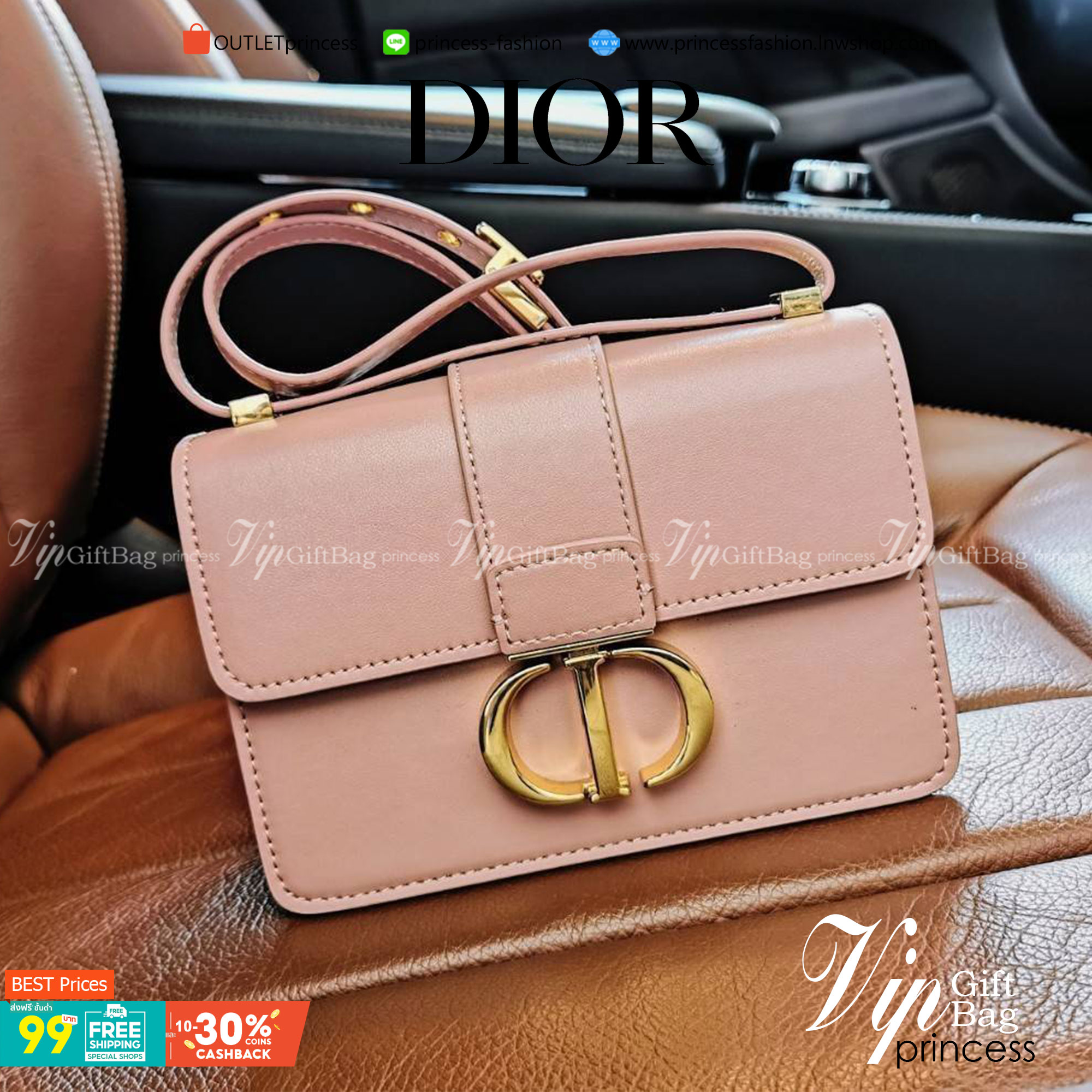 Dior 30 Montaigne Box Bag 7" / DIOR MINI BAG กระเป๋าสะพายดิออร์ เอกลักษณ์ของความหรู ไซส์มินิทรงสี่เหลี่ยมหนังเรียบสวยหรูอยู่ทรงเปิดปิดด้วยฝาปิดโลโก้แบรนด์อะไหล่ทอง ภายในโล่งมีโลโก้สามารถใส่มือถือของใช้จุกจิกได้ สายสะพายหนังยาวถอดได้ปรับระดับได้ สามาร