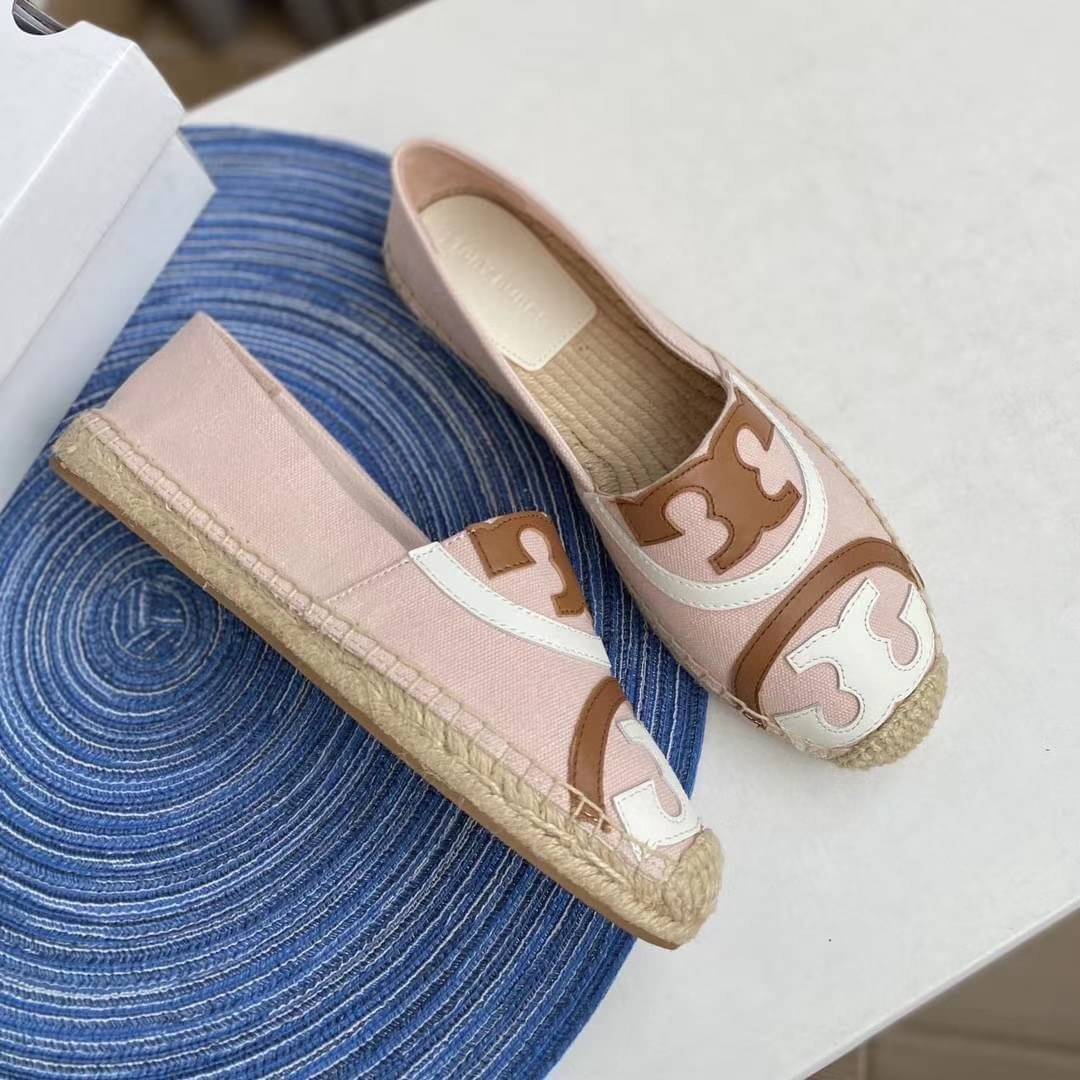 Tory Burch Espadrilles / Tory burch Poppy Espadrille Canvas / TORY BURCH SHOES เกรดออริจินอล พร้อมส่ง ภาพถ่ายจากสินค้าจริง ใช้งานต่างประเทศได้