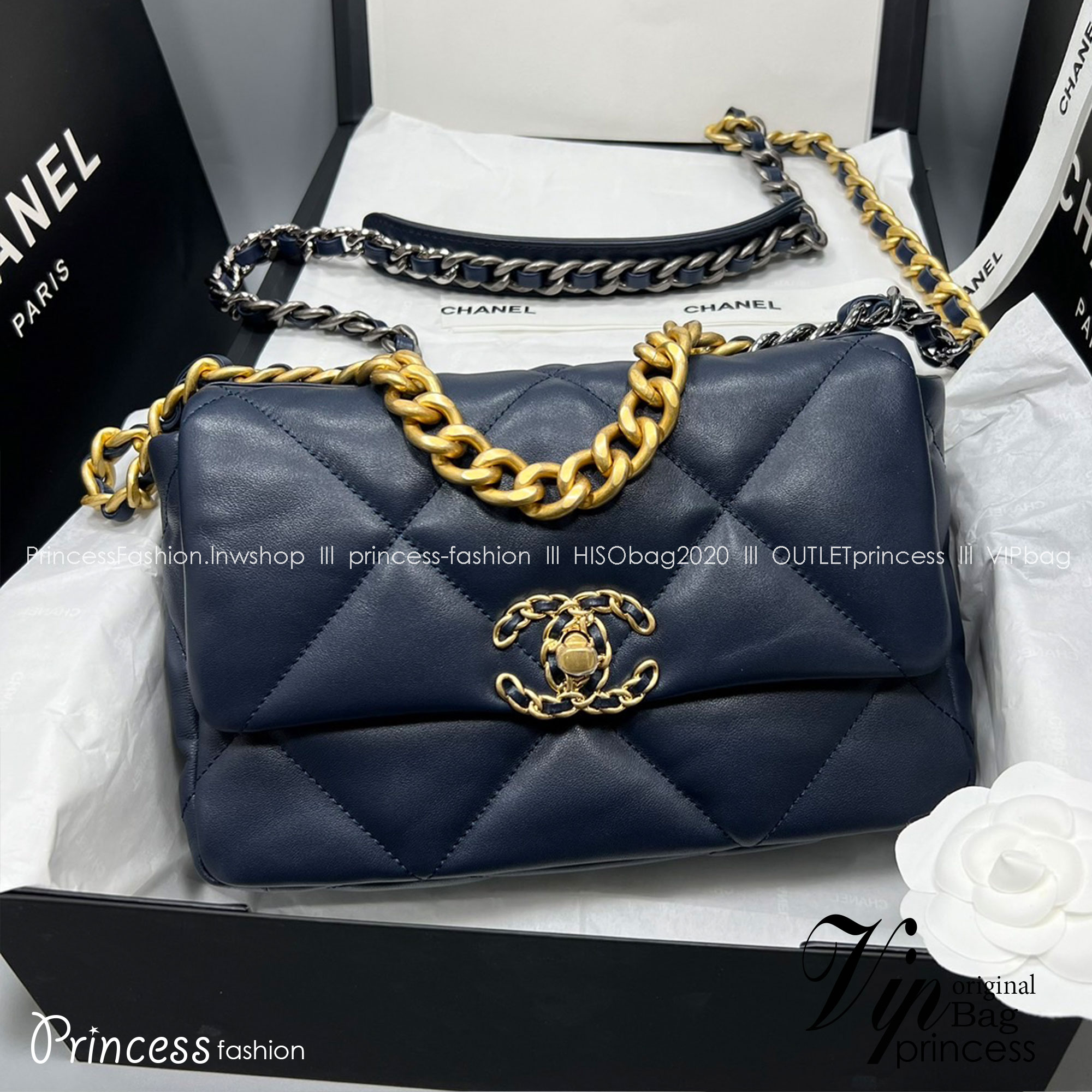 CHANEL 19 HANDBAG กระเป๋าสะพายดีไซส์คลาสสิคหนังแท้นิ่มเงาสวย เกรดออริ ท็อป สลับแท้ 1:1 เกรดดีสุด ผ่านทุก ตม ใช้งานต่างประเทศได้