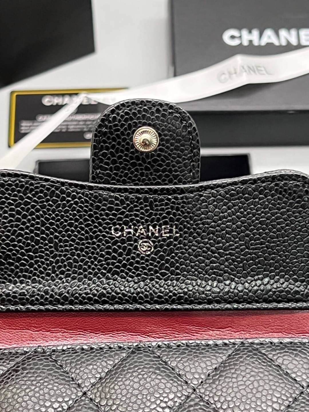 CHANEL Wallet Tri-fold Caviar / Chanel Short Wallet หนังคาเวียร์ กระเป๋าสตางค์ชาแนลใบสั้น เกรดออริจินอล ภาพถ่ายจากงานขายจริง ใช้งานต่างประเทศได้