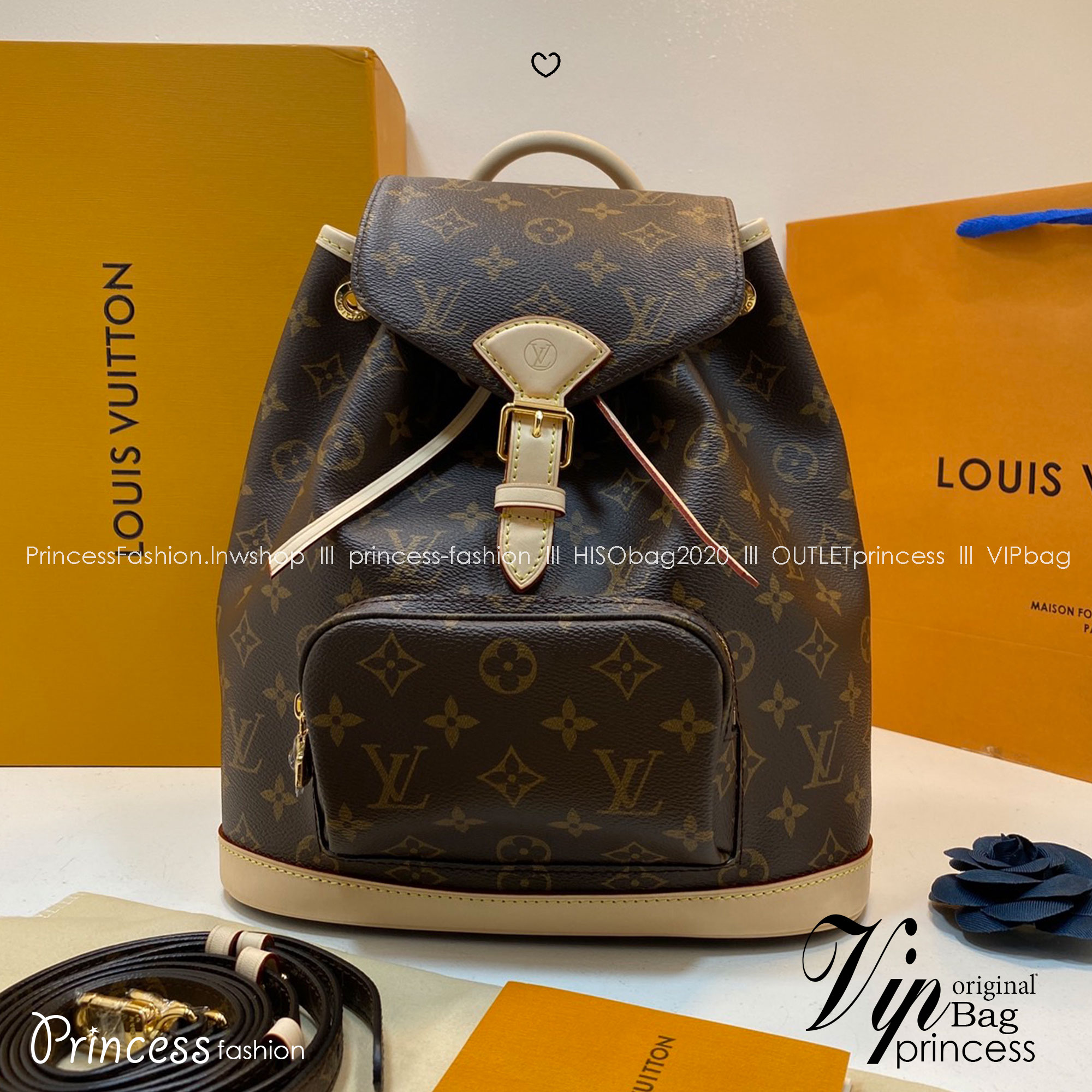LV Montsouris Backpack Monogram Canvas กระเป๋าเป้งานแบรนด์หรู สวยโดดเด่นทันสมัยตลอดกาล เกรดออริ เทียบแท้ 1:1 ใช้งานต่างประเทศได้