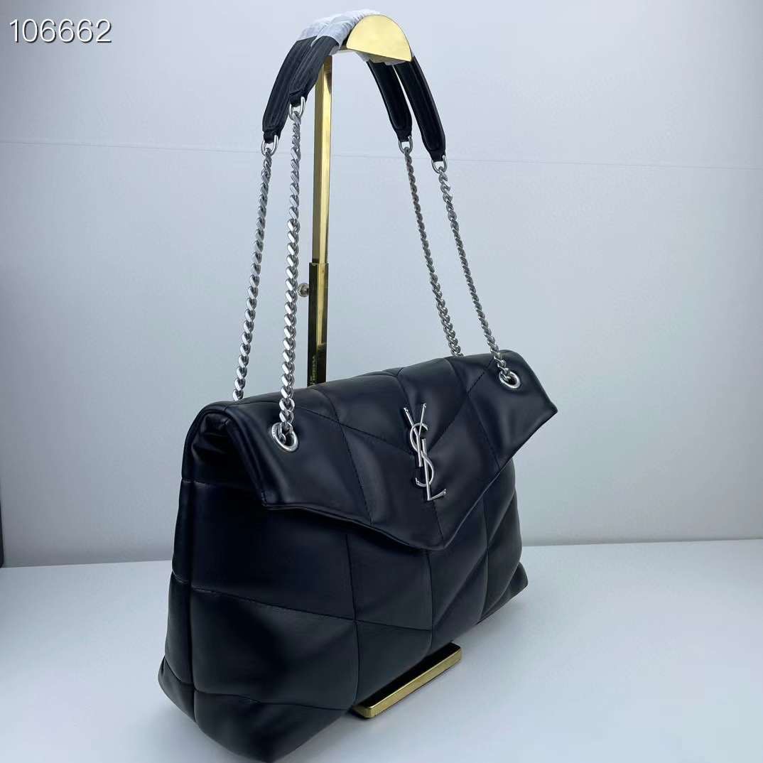 YSL YSL PUFFER SMALL IN NAPPA LEATHER 28cm กระเป๋าสะพาย เกรดหนังสวยเต็มใบ เกรดออริ 1:1 ใช้งานต่างประเทศได้