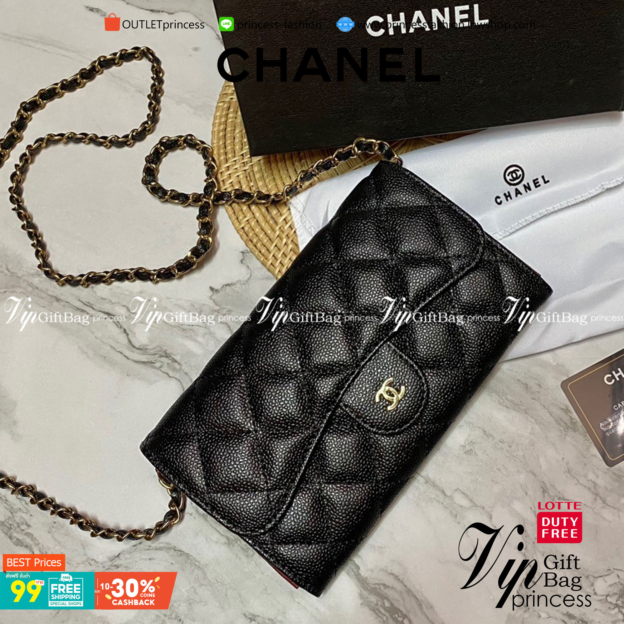 VIP 】CHANEL LONG CAVIAR WALLET WITH CHAIN ยกให้เป็นเดอะเบสท์เลย กระเป๋าสตางค์สะพายข้าง ไม่เหมือนใคร!! มากับโซ่หนังอะไหล่ทองสวยหรู ใบเดียวเอาอยู่ พกง่ายๆ วัสดุหนังคาเวียร์สวยหรูเปิดปิดด้วยซิปสะดวกใช้ ด้านหน้าประดับโลโก้แบรนด์อะไหล่ทอง ภายในมีช่องแบ่งหลายช่
