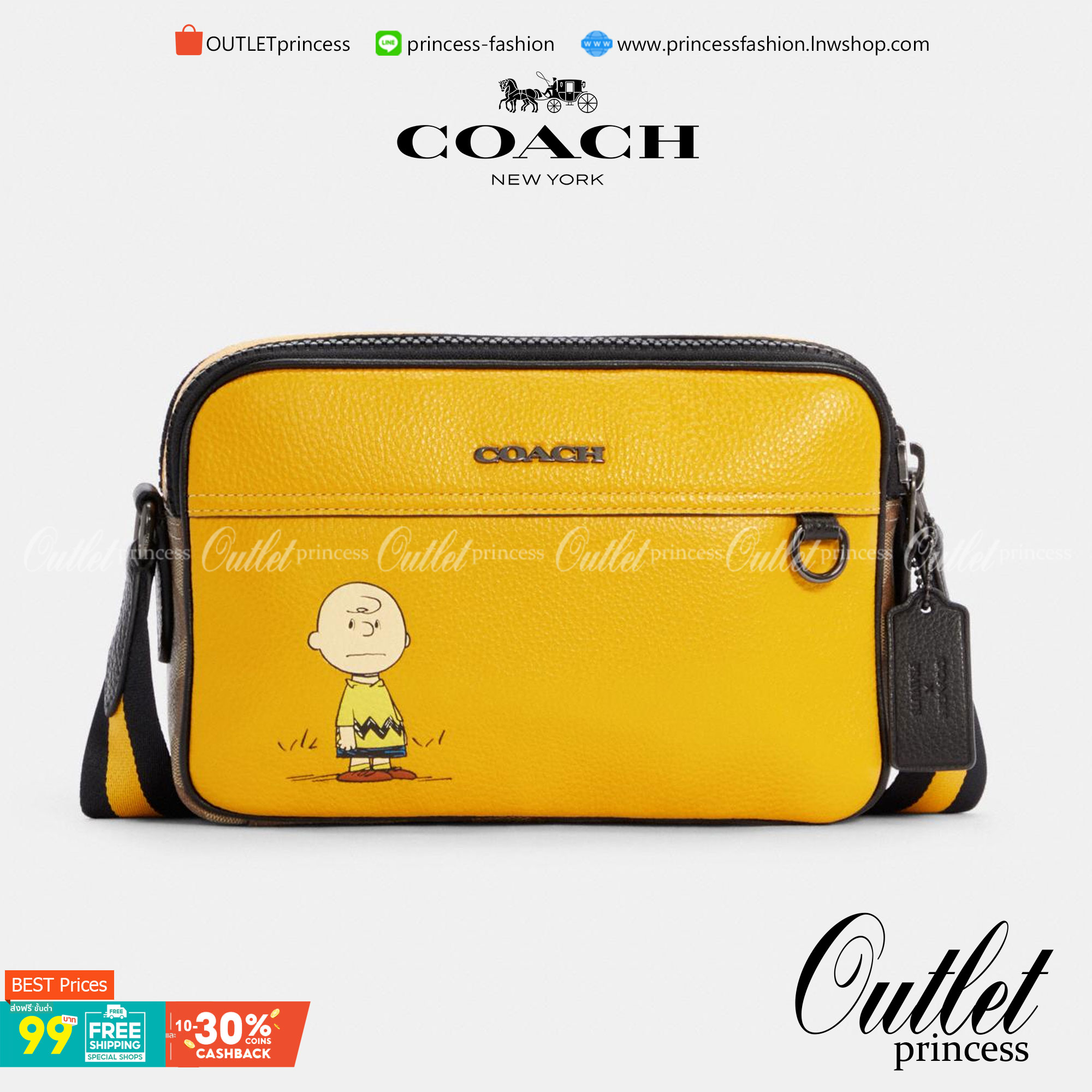 COACH X PEANUTS GRAHAM CROSSBODY WITH CHARLIE BROWN ((C4026)) พร้อมส่งที่ไทย สวยก่อนใครแน่นอน จำนวนจำกัด!! กระเป๋าสะพายแบบครอสบอดี้ร์ รุ่นนี้ใช้ได้ทั้งชาย//หญิงเลยนะคะ หนังแท้ลายหนังนิ่ม สวยงามมากๆ ด้านหน้ามีตัวการ์ตูนเป็นจุดเด่นของรุ่นเลยค่ะ ใช้งานแบบสอง