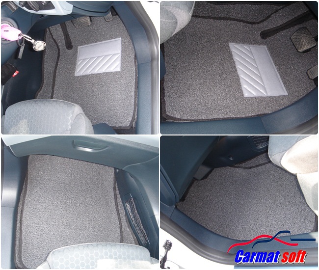 พรมดักฝุ่นไวนิล FORD FIESTA พรมดักฝุ่นในรถ ฟอร์ด เฟียสต้า สีเทา เข้ารูป เต็มคัน
