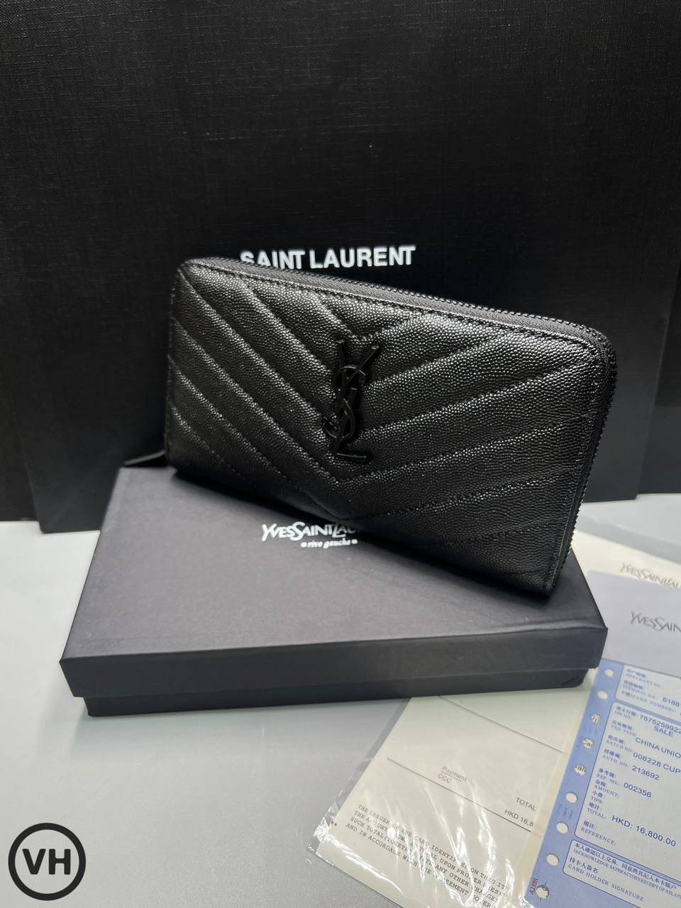 ORI หนังแท้ | YSL zip around wallet / YSL Long Wallet กระเป๋าสตางค์ใบยาวซิปรอบ 🤍 เกรดออริจินอล