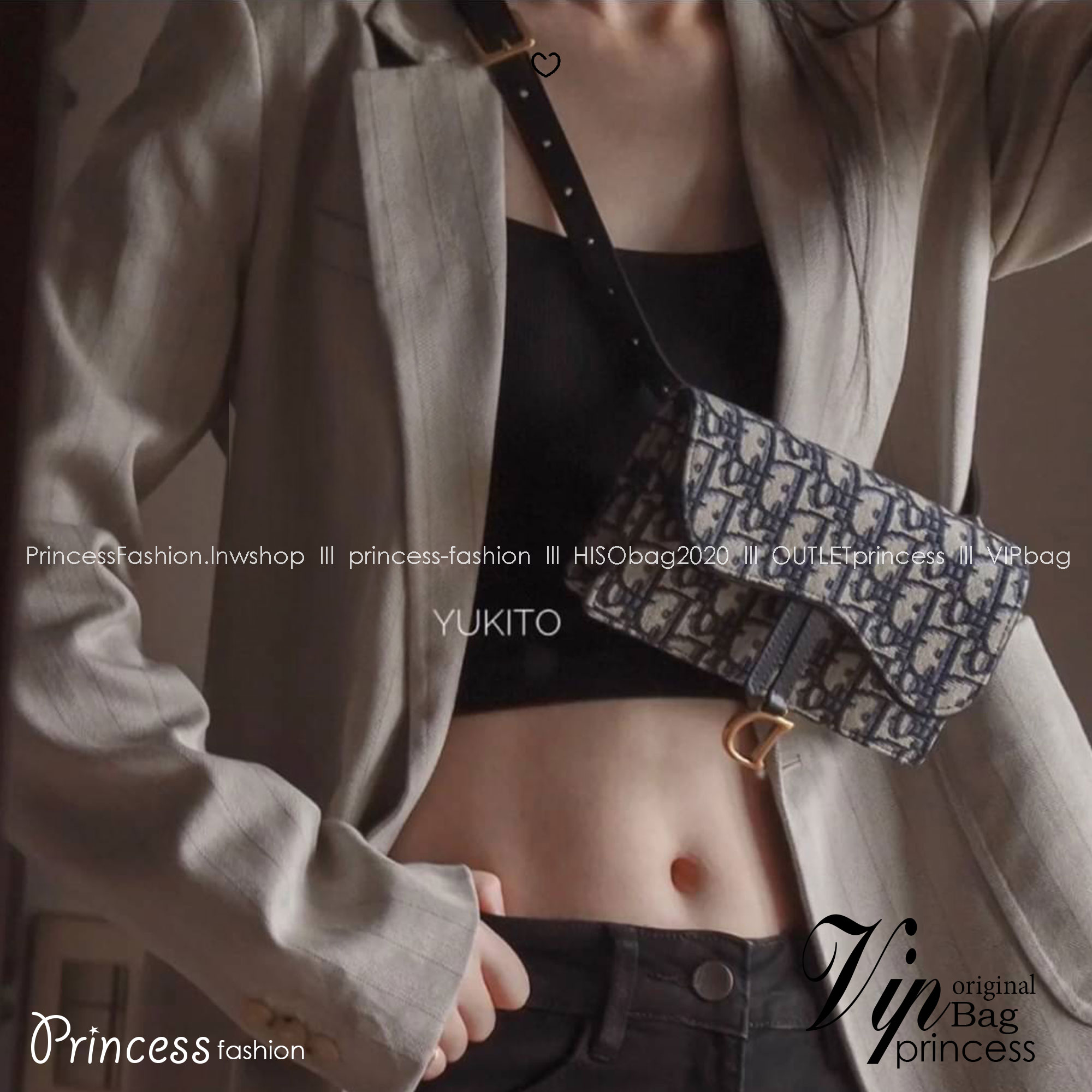 DIOR Small Saddle Pouch Belt with Chain กระเป๋าทรงพอช พร้อมสายสะพายหนังและสายโซ่ ปรับใช้งานได้ทั้งคาดอก/คาดเอว/หรือสะพายไหล่ได้ สายถอดได้ ถือเป็นพอชเก๋ๆ