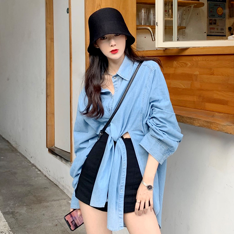 พร้อมส่ง 🪑🏮💌 Jeany tops เสื้อผ้ายีนส์แต่งสายผูกบริเวณเอว (IN36924)
