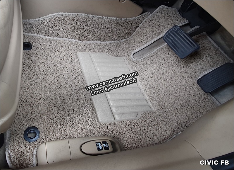 พรมดักฝุ่นไวนิล CIVIC FB (ปี2012-2015) สีครีม เต็มคัน เข้ารูป 6ชิ้น