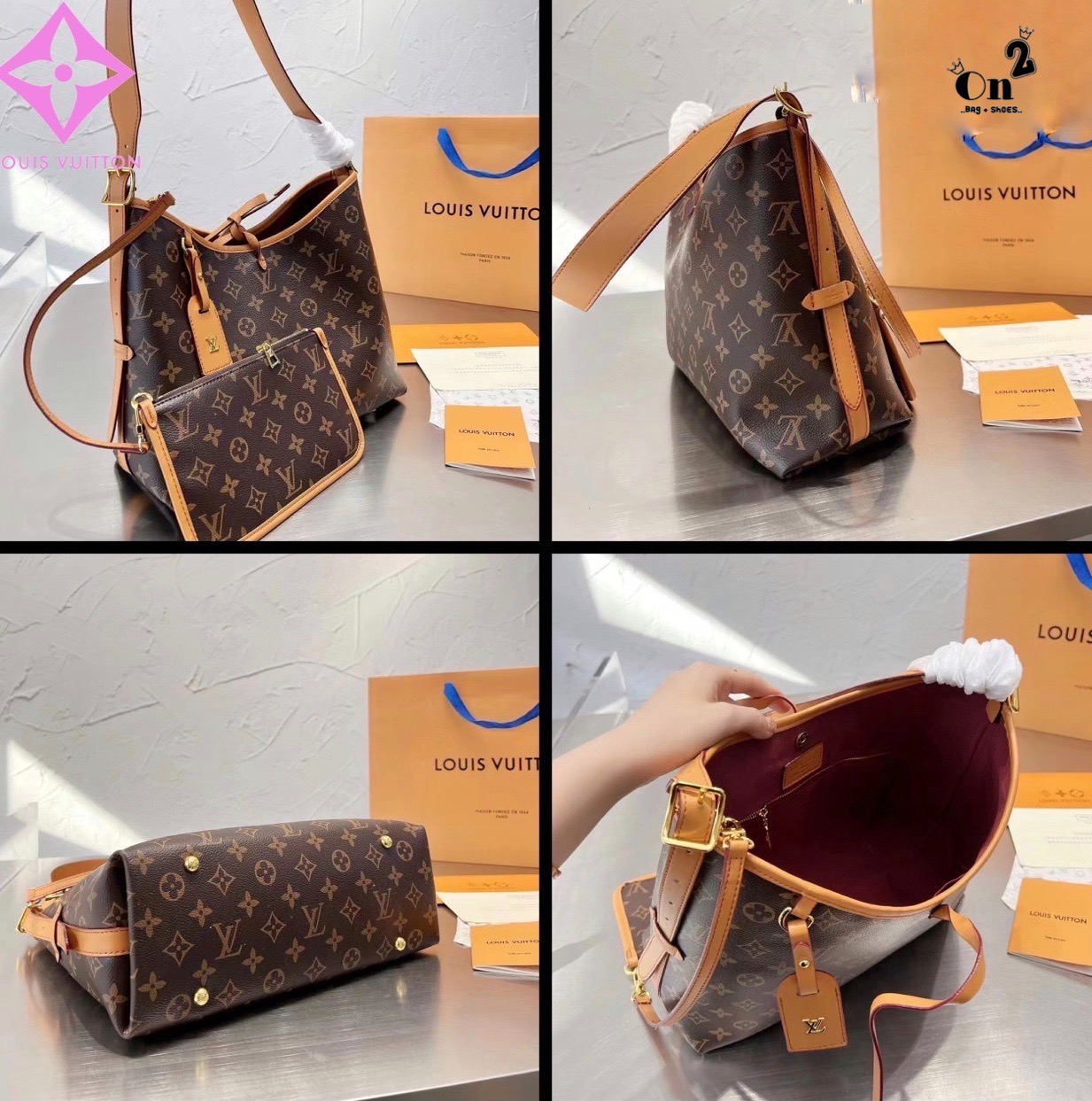 LV CARRYALL Monogram Canvas 12" / LV Shopping Bag รุ่นใหม่ล่าสุด กระเป๋าสะพายทรงหรูหรามีสไตล์ สวยปังมั้ยไหว ใบจริงสวยมากกกก ได้สวยก่อนใคร วัสดุหนังแคนวาสเคลือบลาย สวย คลาสสิค ภายในเป็นช่องโล่ง จุของได้เยอะ สาวๆใช้ใบนี้ สะพายไปไหนก็เข้ากัน ถ่ายรูปสวยๆ