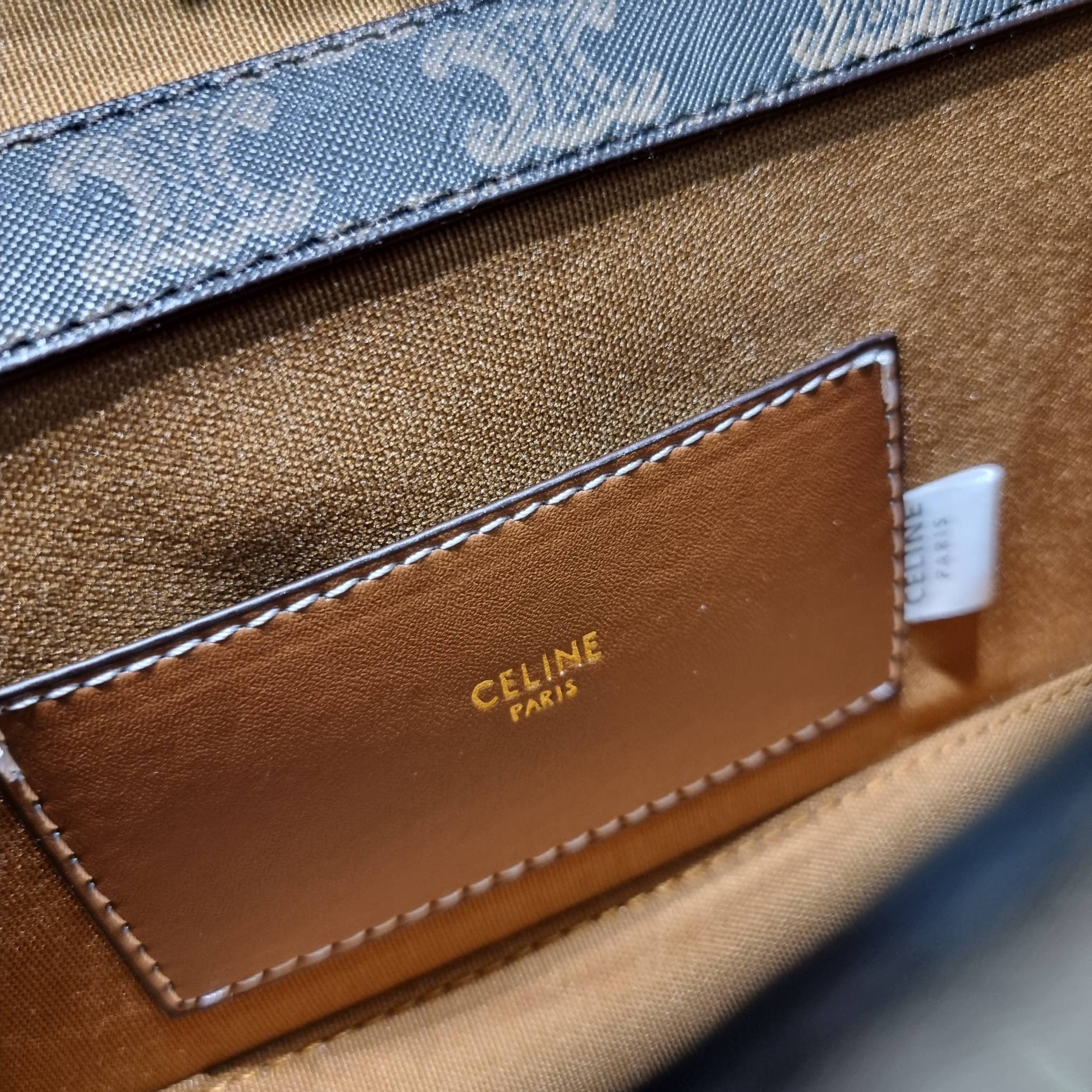 CELINE BOX TRIOMPHE IN TRIOMPHE CANVAS กระเป๋าสะพายสวยอยู่ทรง ดีไซน์เอกลักษณ์ ใช้งานง่ายด้วยอะไหล่กดล็อค วัสดุหนังแคนวาสทนทาน