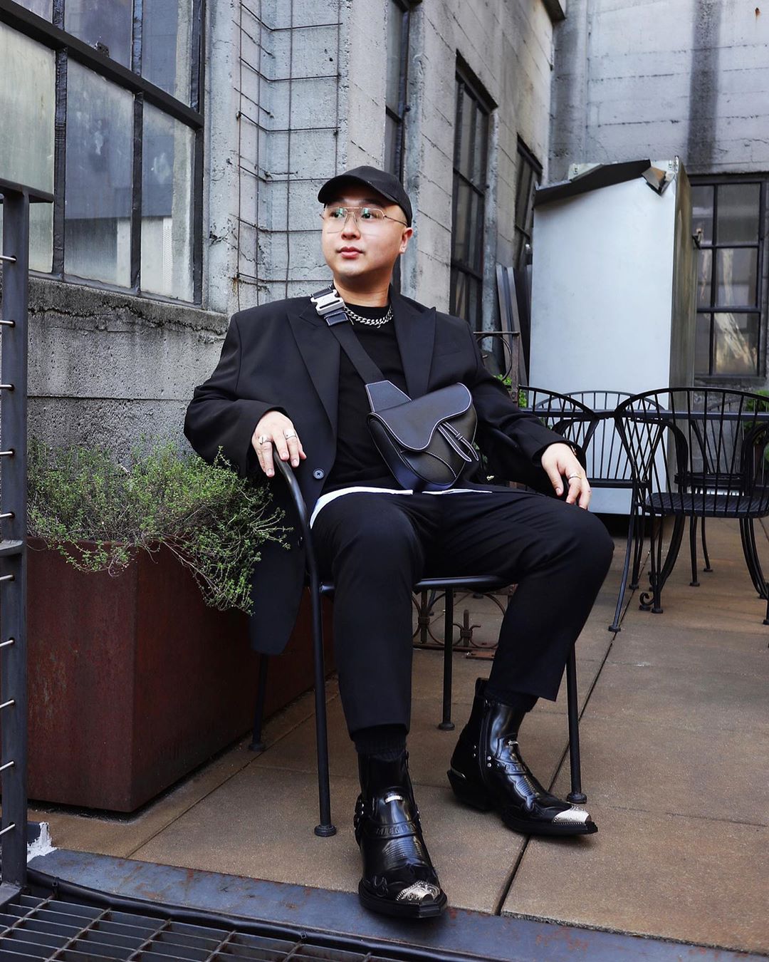 CHRISTIAN DIOR SADDLE BAG Black Dior Oblique Jacquard