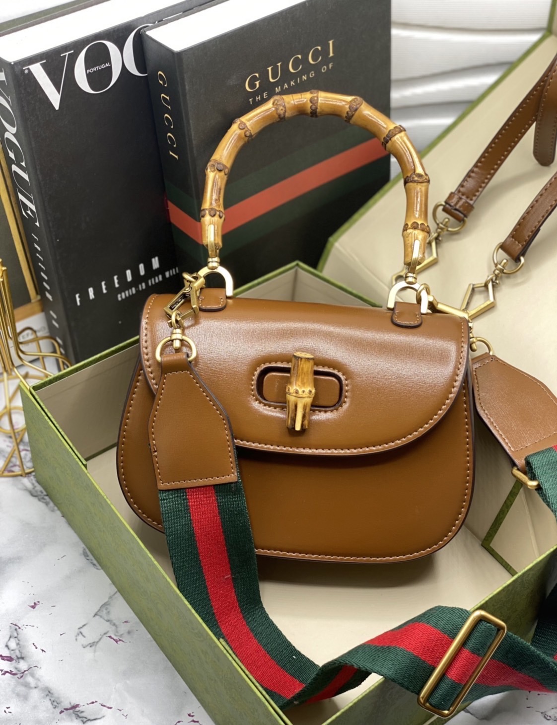 หนังแท้ Gucci Bamboo 1947 small top handle bag พร้อมส่งที่ไทย