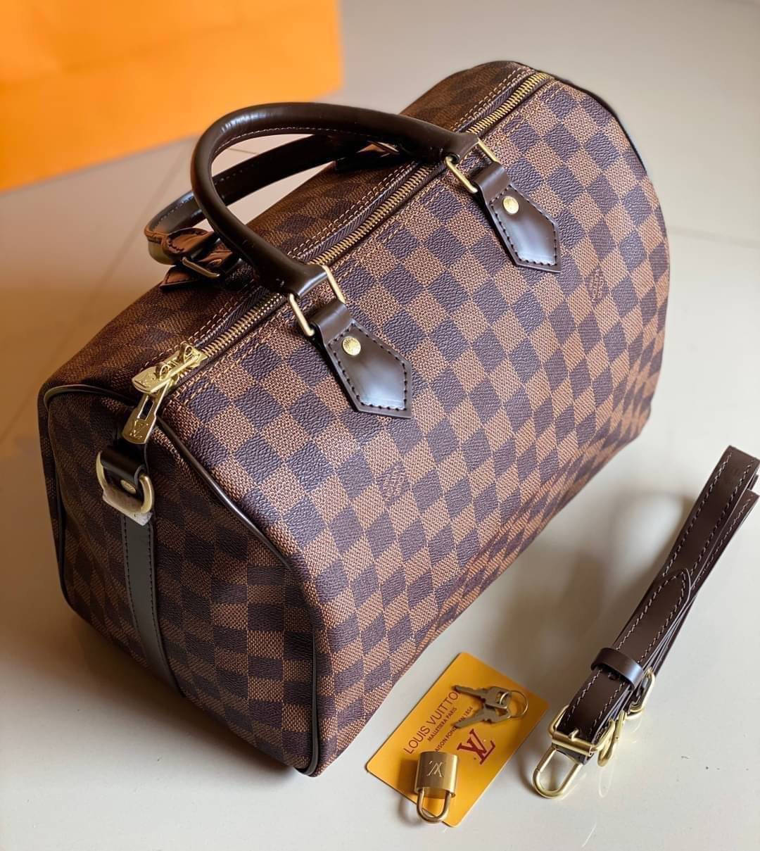 LV Speedy 30 Damier Monogram / Speedy Bandoulière 30 เกรดออริจินอล พร้อมส่งที่ไทย ภาพสินค้าถ่ายจากงานขายจริง ใช้งานต่างประเทศได้