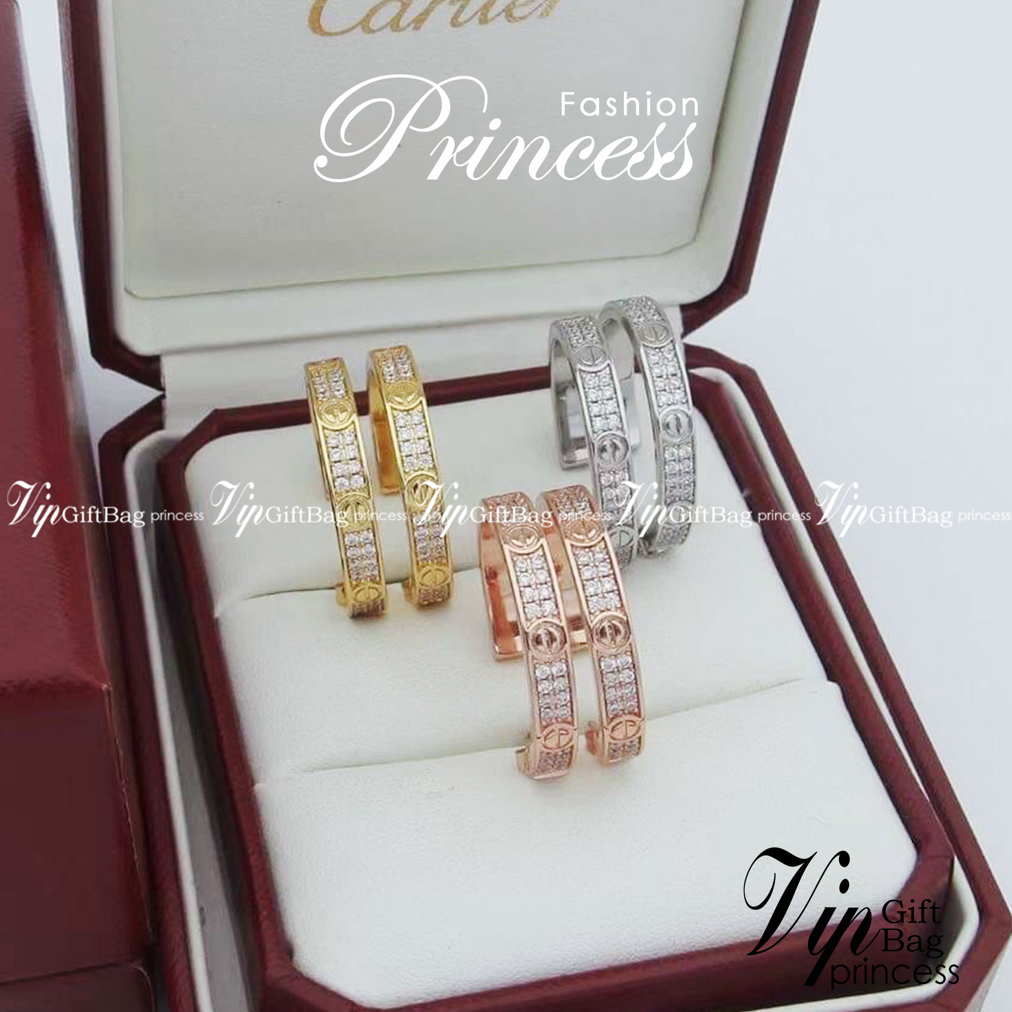 CARTIER Earrings ต่างหูคาเทียร์ รุ่นมีเพชร ภาพถ่ายจากงานจริง วัสดุโลหะเคลือบขึ้นเงาตามรูป ใช้งานต่างประเทศได้