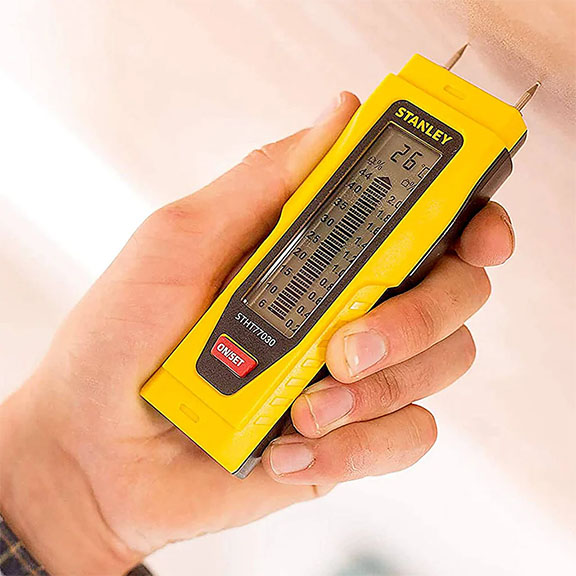 เครื่องวัดความชื้น ผนังปูน พื้นคอนกรีต แผ่นยิปซัม พลาสเตอร์ ปูนซีเมนต์ ไม้ ใช้หาจุดน้ำรั่วซึม ยี่ห้อ STANLEY จากอังกฤษ
