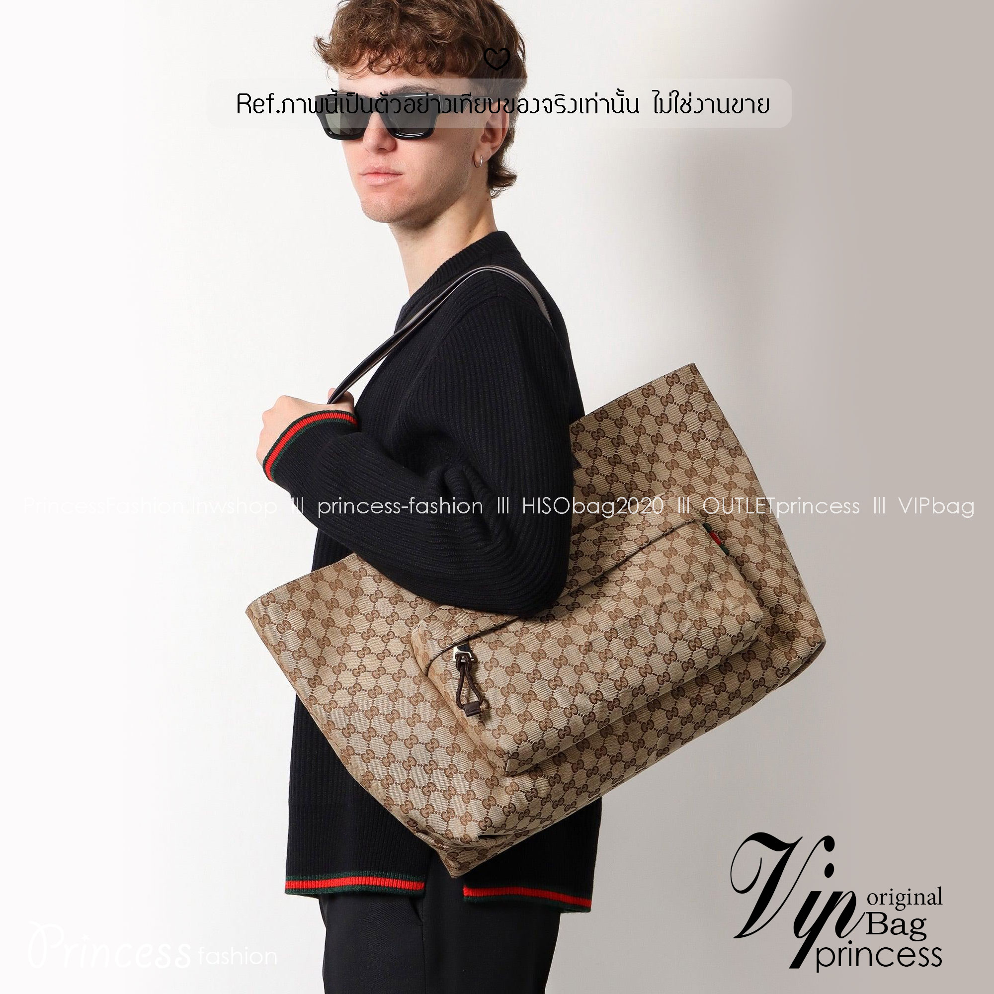 GUCCI Large GG tote bag กระเป๋าสะพายทรงโท้ทใบใหญ่จุใจ ไอเท็มซิกเนเจอร์ชคอลใหม่ ต้อนรับ Fall Winter ใช้ได้ทั้งชายหญิง ด้วยกลิ่นอายสไตล์สปอร์ต