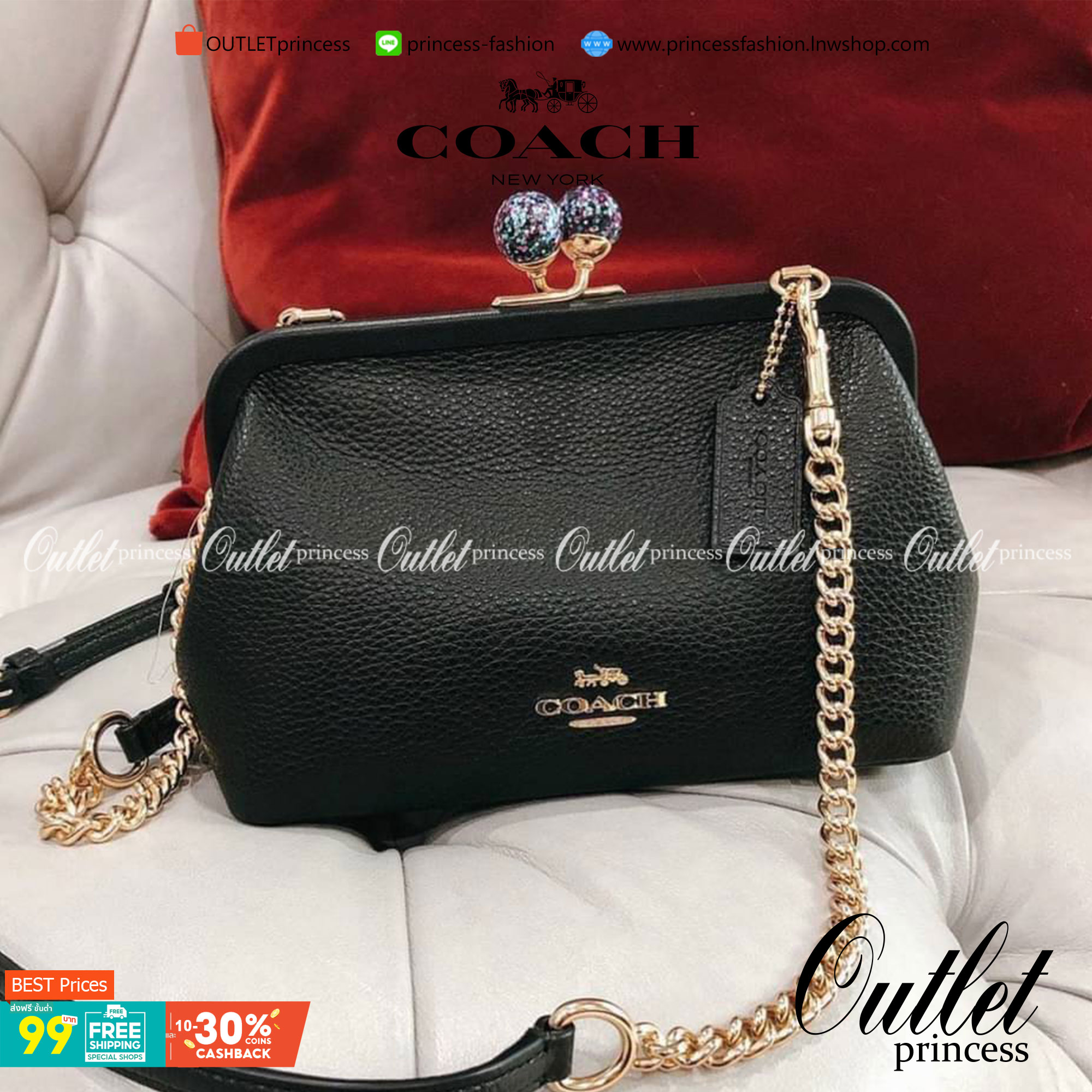 NORA KISSLOCK CROSSBODY (COACH C1451) ครอสบอดี้รุ่นนี้ น่ารักมากค่ะ ขนาดกำลังน่ารักเลยค่ะ ลูกคุณมากๆ ไม่เล็กและไม่ใหญ่มากเกินไป รุ่นนี้สามารถถอดสายสะพายได้ค่ะ ใส่ไอโพนตระกูลพลัสได้ ใส่กระเป๋าสตางค์ใบเล็กได้สบายๆเลยค่ะ