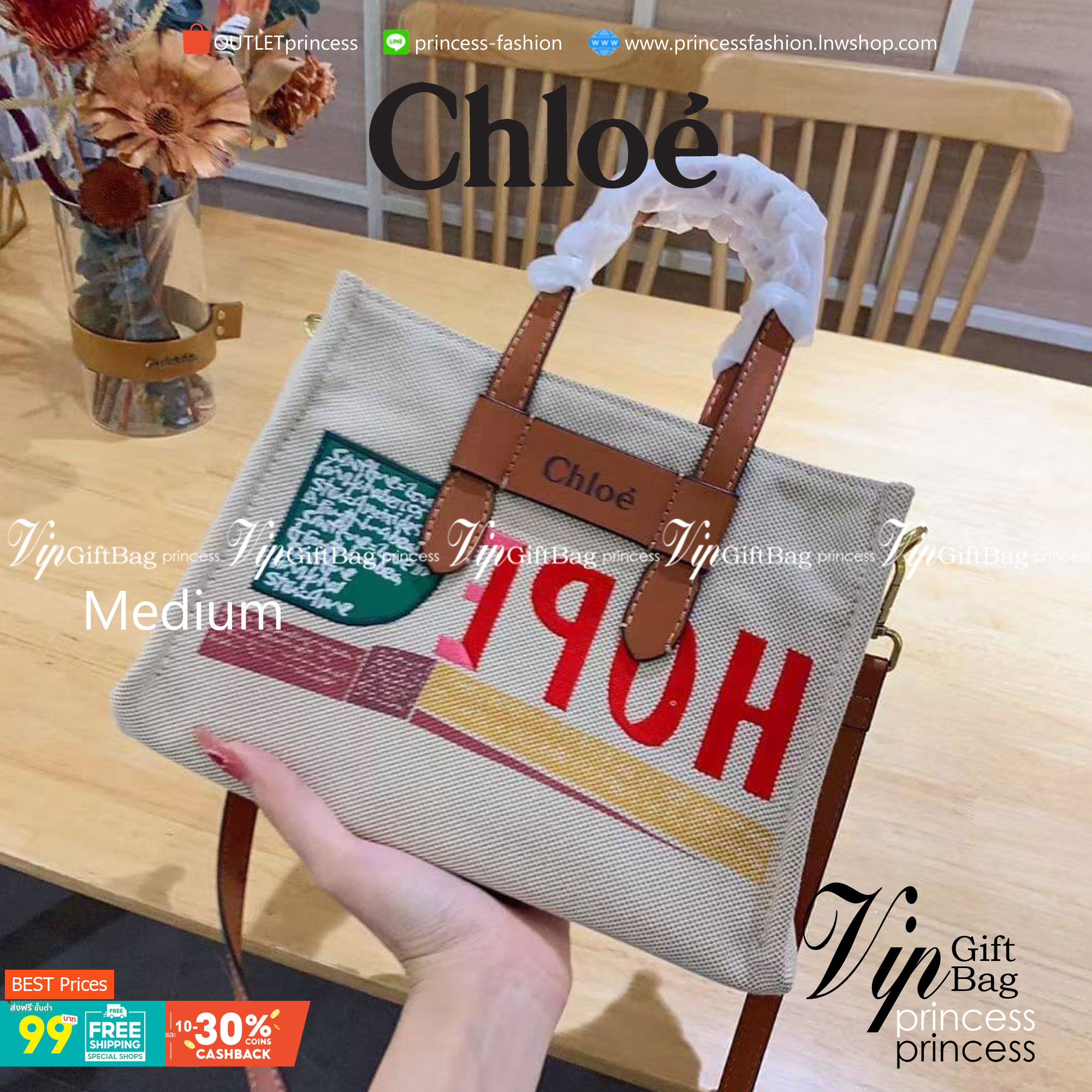Medium : CHLOÉ Woody large leather-trimmed cotton-canvas tote corita kent tote 14” canvas Corita Kent large tote in embroidered artwork & shiny calfskin