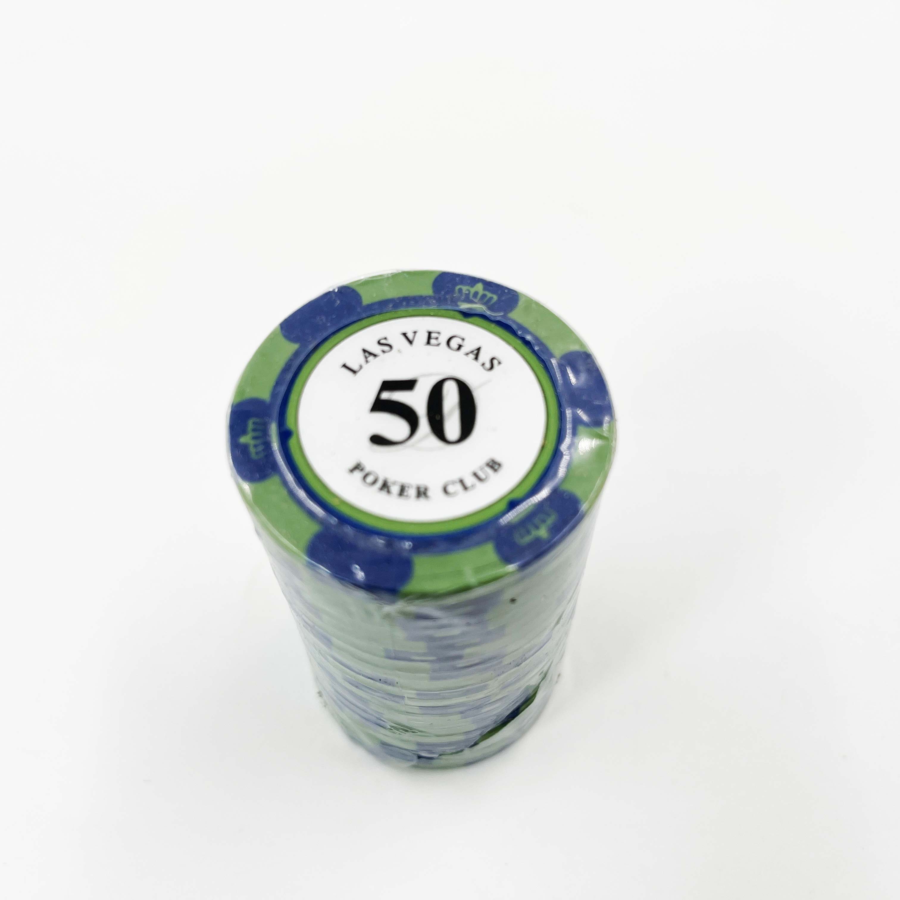 ชิปโป๊กเกอร์เกรดพรีเมี่ยมซื้อแบบแยกเหรียญ น้ำหนักขนาดมาตรฐานลาย Lasvegas (แบรนด์ Poker Club)