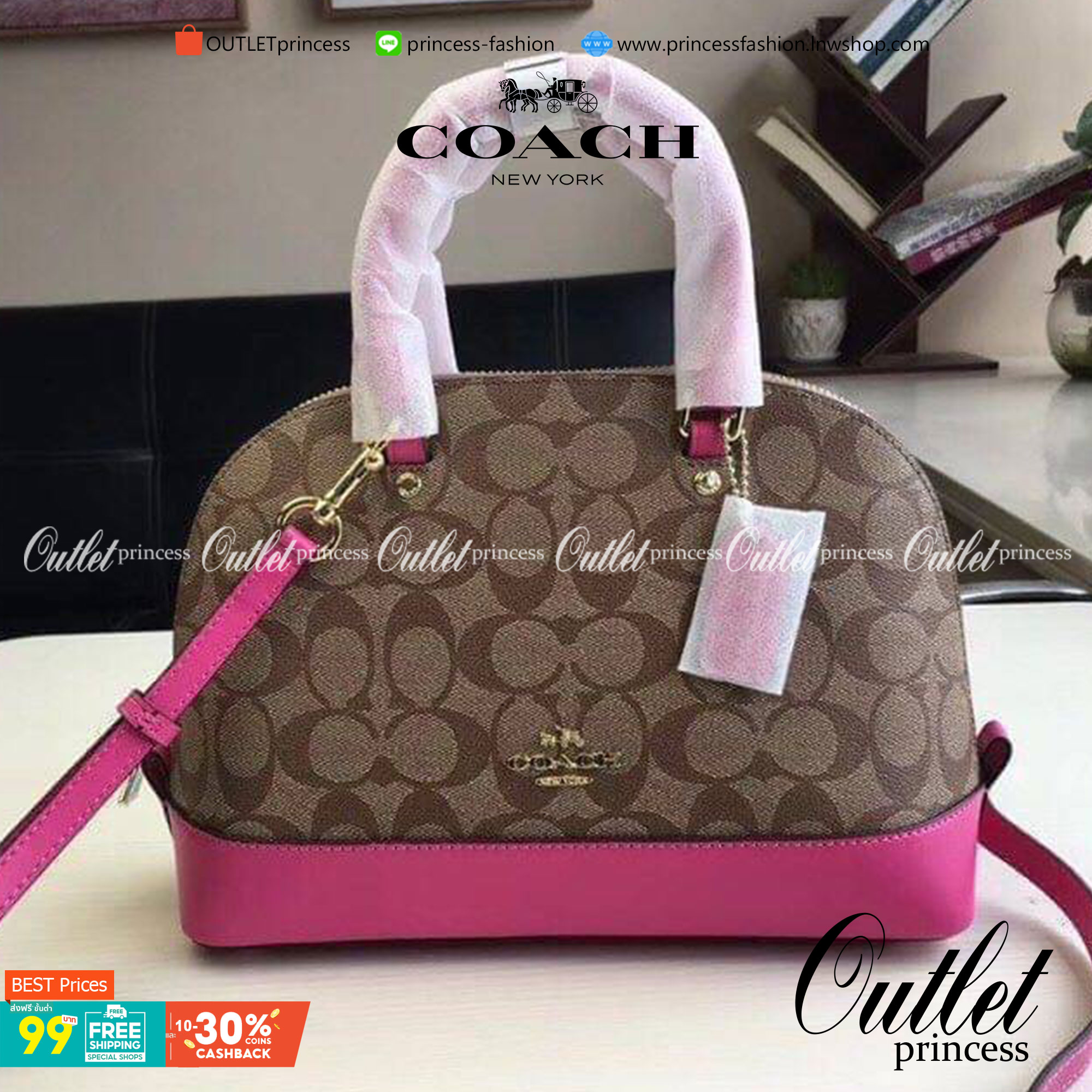 Coach Mini Sierra Signature กระเป๋าถือทรงโดม ภายในกว้างสามารถใส่กระเป๋าเงินเล็ก และมือถือได้ และยังมีช่องซิปเล็ก 1 ช่อง ด้านหลังมีกระเป๋าเล็กเก็บบัตร 1 ช่อง ใครยังไม่มีพลาดไม่ได้แล้วนะคะ