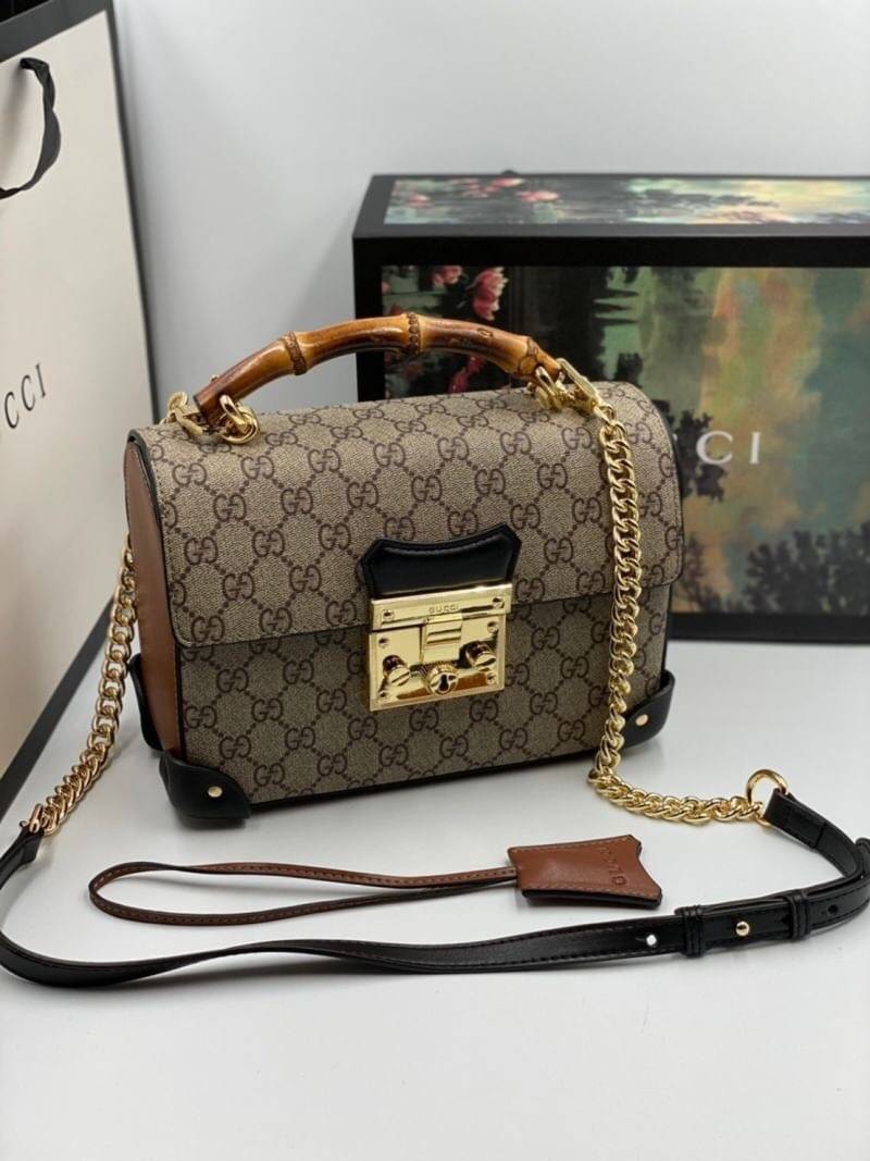 VIP 】หนังแท้ GUCCI Padlock GG small bamboo shoulder bag พร้อมส่งที่ไทย