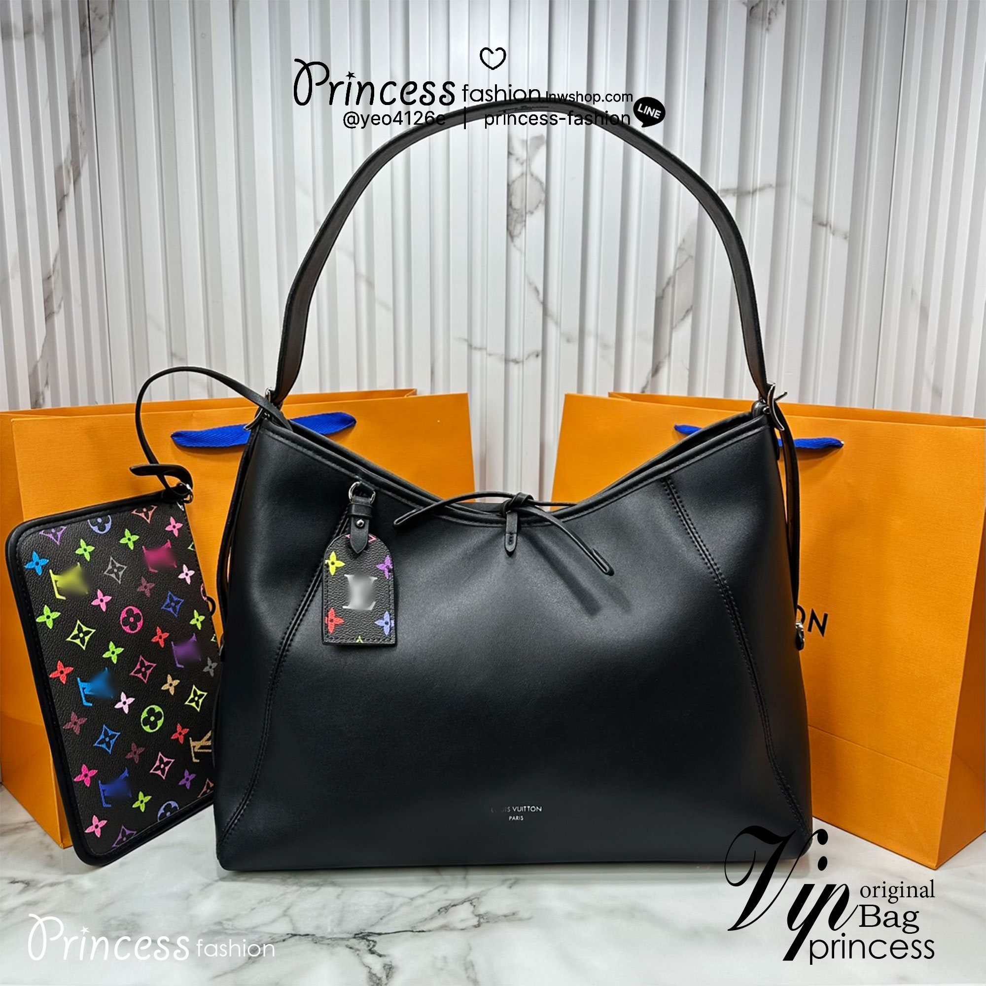 ORI | LV x TM CarryAll Vibe Bag Murakami ใหม่ล่าสุด กระเป๋าสะพายทรงสวย ดีไซน์เรียบง่ายคลาสสิค หรู ดูผู้ดี มาพร้อมใบลูกแต่งแต้มดีเทลเปี่ยมชีวิตชีวา