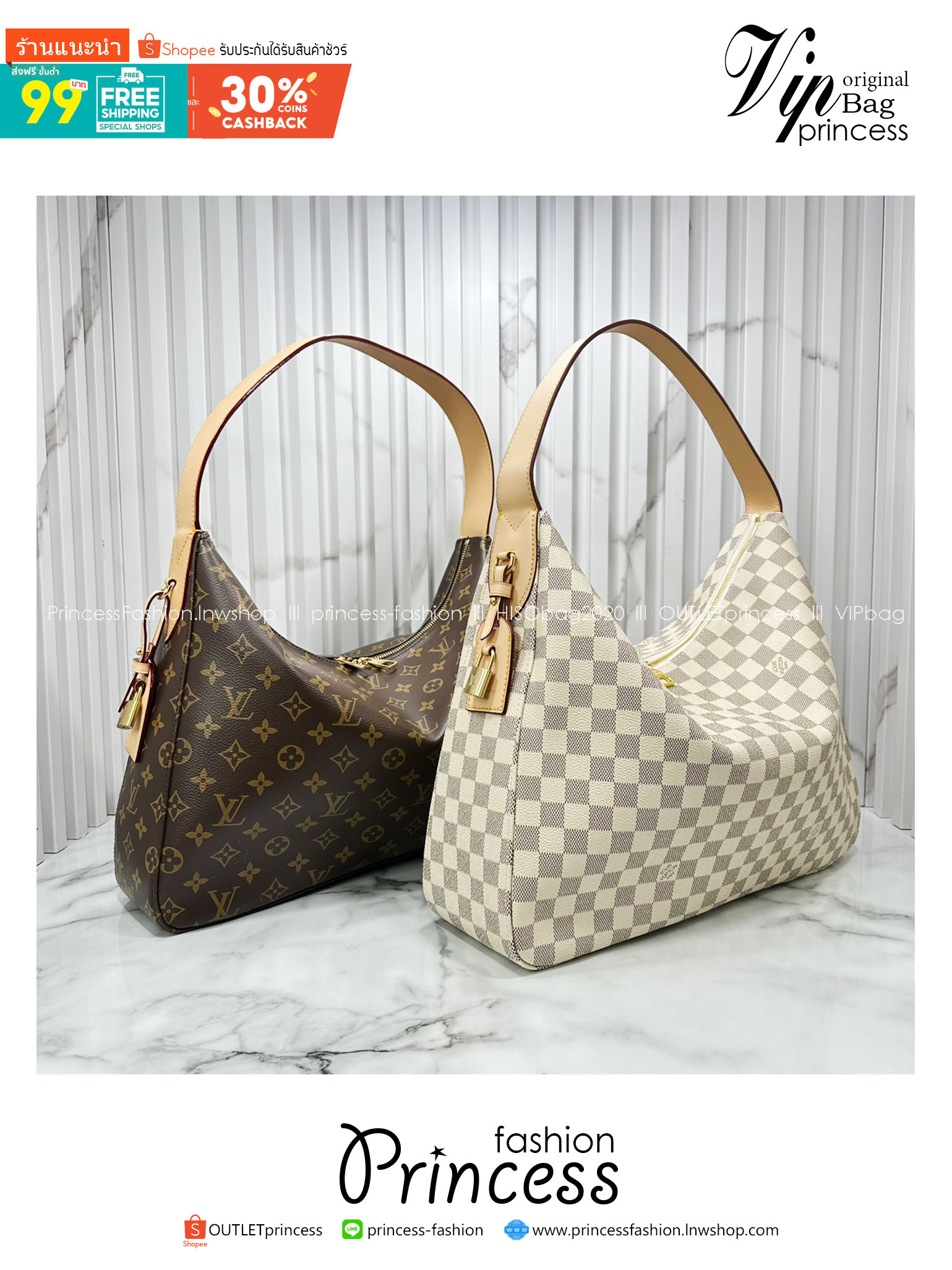 ORI หนังแท้ | LV Slouchy MM Damier Azur MM ใหม่ล่าสุด กระเป๋าโฮโบทรงสวยใบใหญ่จุใจที่ใครๆก็ต้องมี ด้วยรูปทรงคลาสสิคและใช้งานง่าย สะพายสะดวกด้วยหูสะพายในตัว สวยดูลัคชู