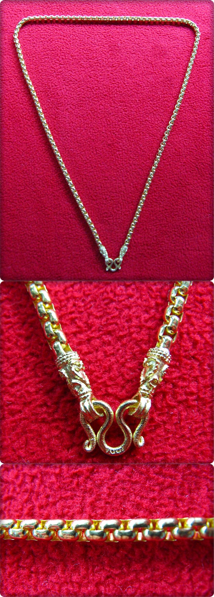 สินค้าหมดค่ะ สาริกาลิ้นทอง เนื้อทองพ่นทราย เลี่ยมกรอบใหญ่ทองไมครอนพร้อมสร้อยคอทองเหรียญ25,50สต.แบบสั้นและใบคาถาค่ะ