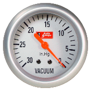 เกจ์วัดสุญญากาศ Vacuum ขอบเงินพื้นขาว 65 mm